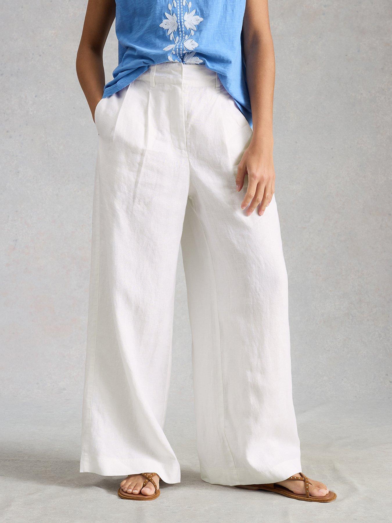 White Stuff Sasha Wide Leg Linen Trousers - White