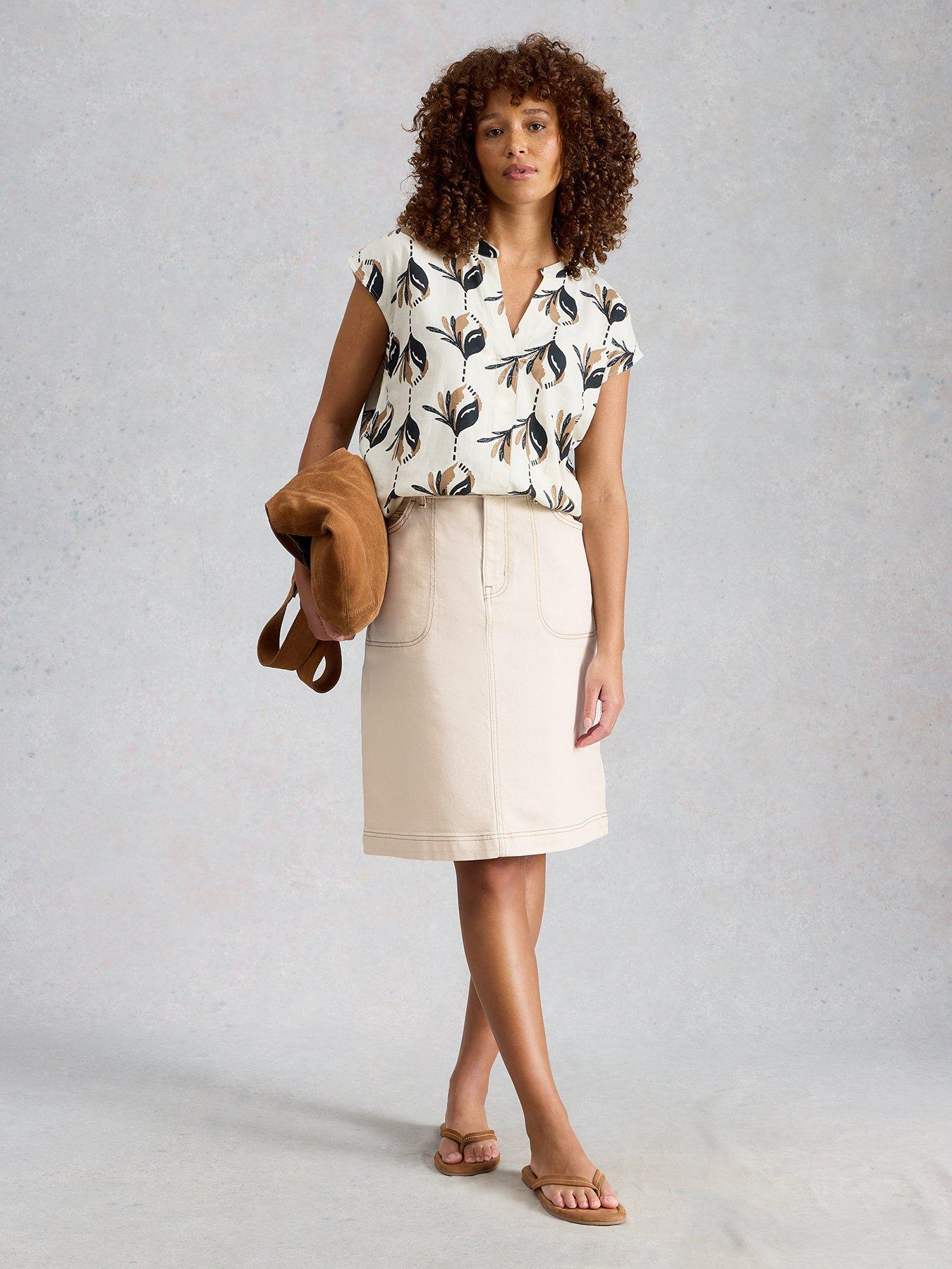 Image 3 of 6 of White Stuff Tia Denim Skirt - White