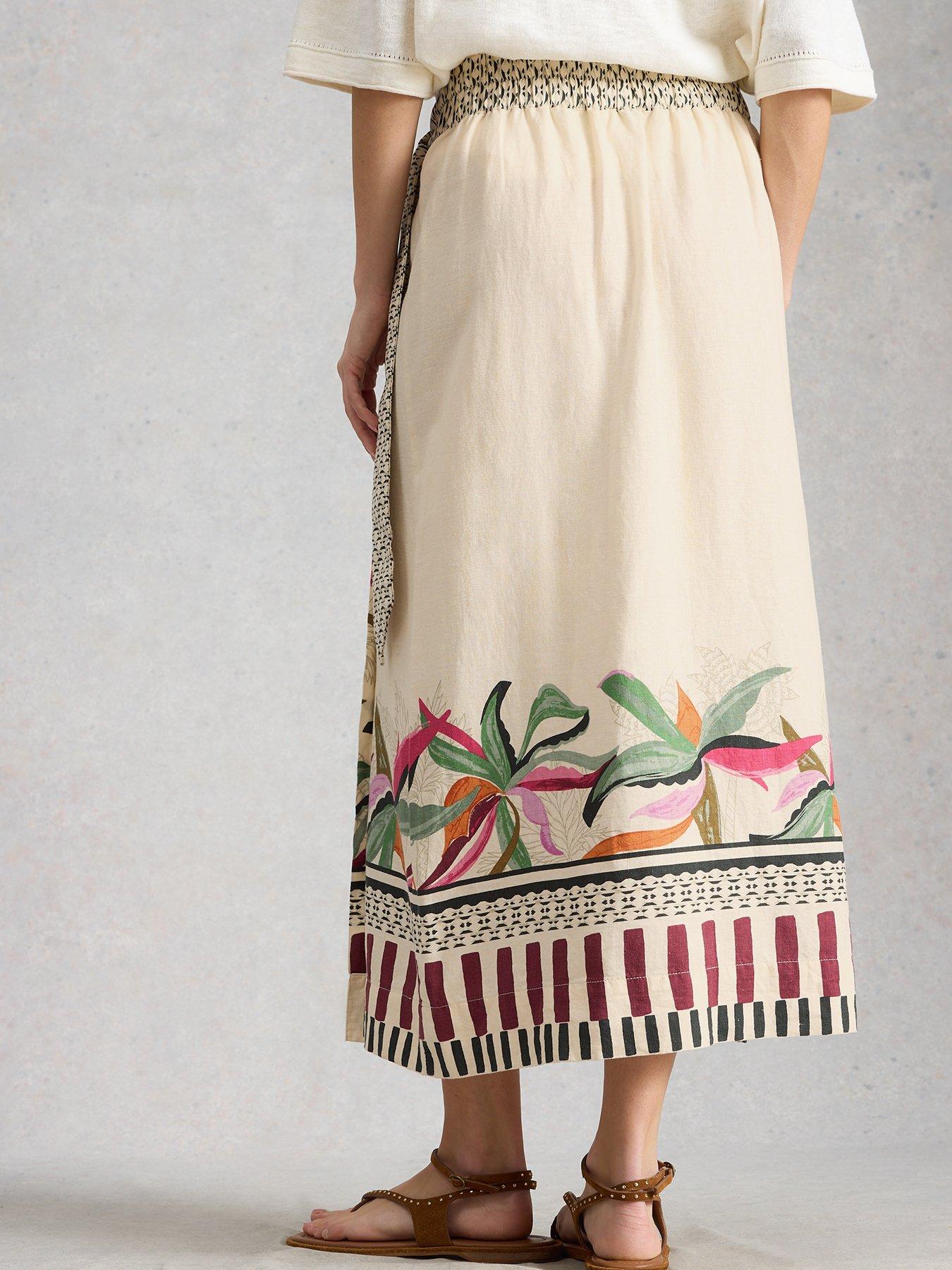 Image 2 of 6 of White Stuff Alba Linen Blend Wrap Skirt - Beige