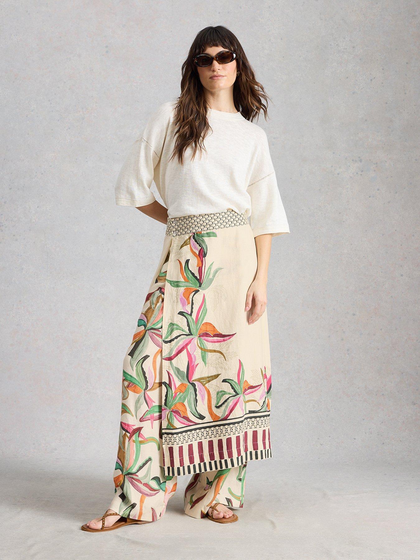 Image 3 of 6 of White Stuff Alba Linen Blend Wrap Skirt - Beige
