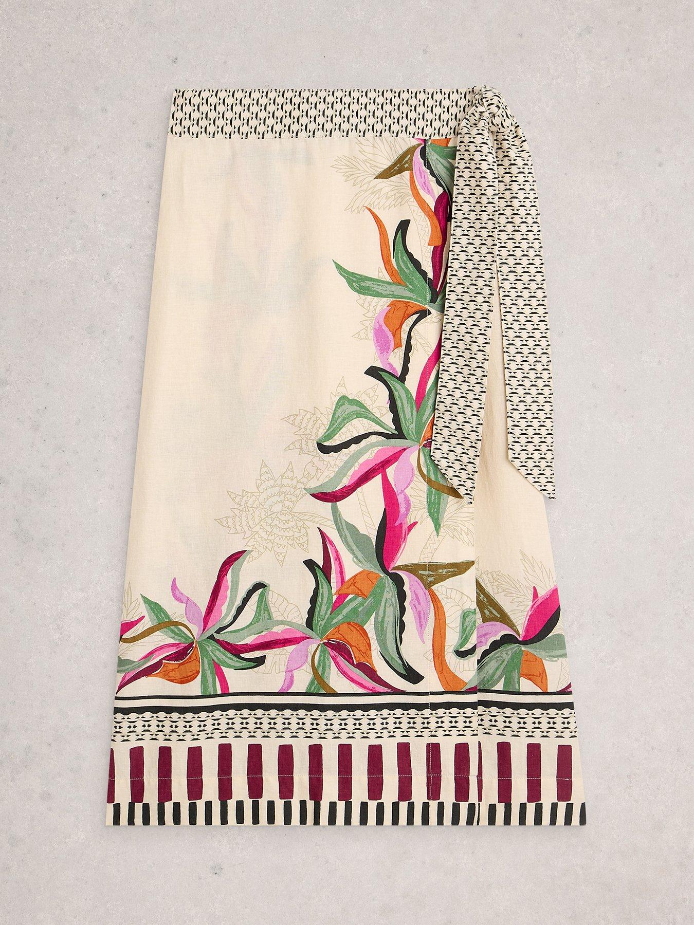Image 5 of 6 of White Stuff Alba Linen Blend Wrap Skirt - Beige