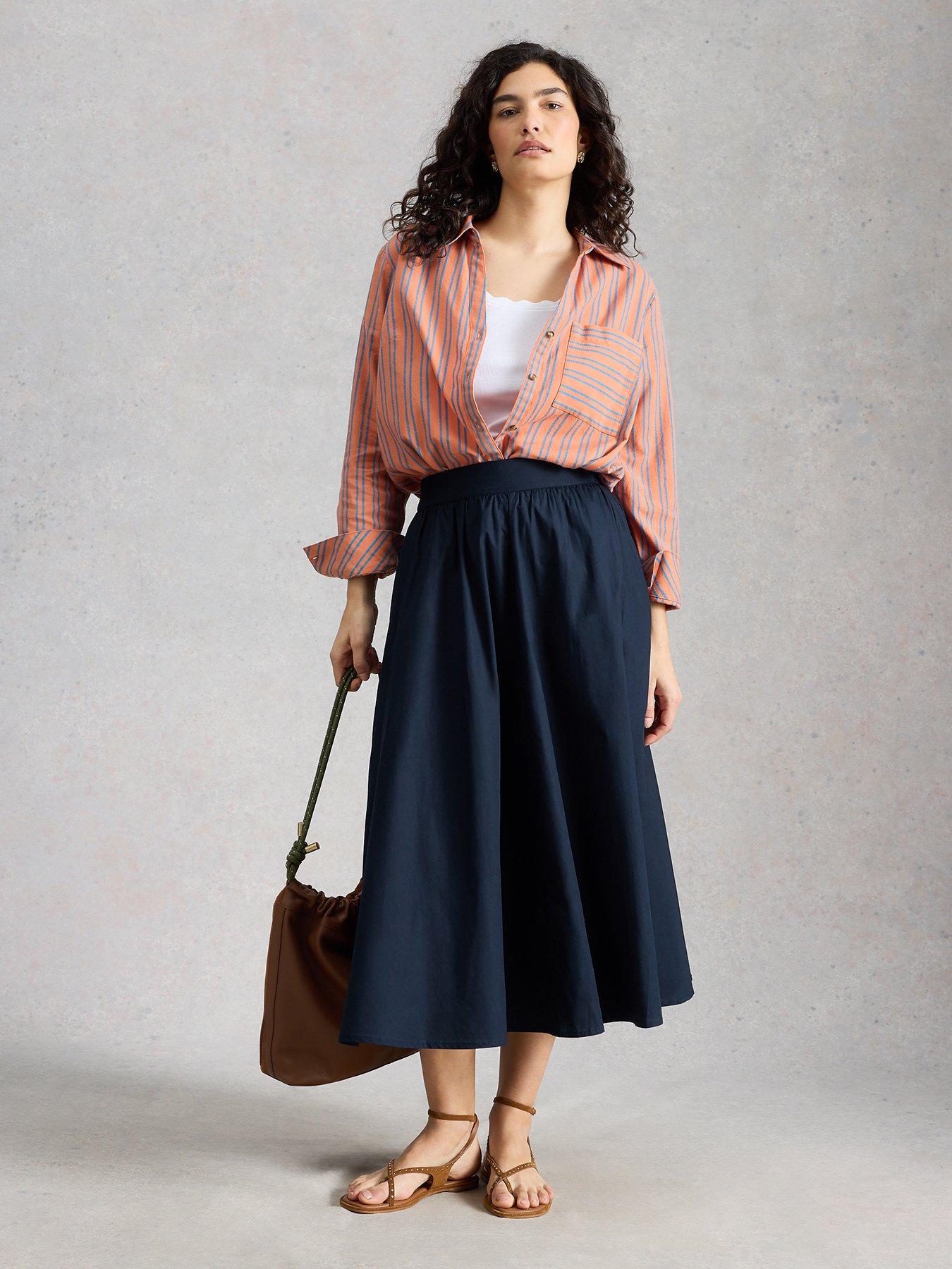 Image 3 of 6 of White Stuff Abigail Midi Skirt - Blue
