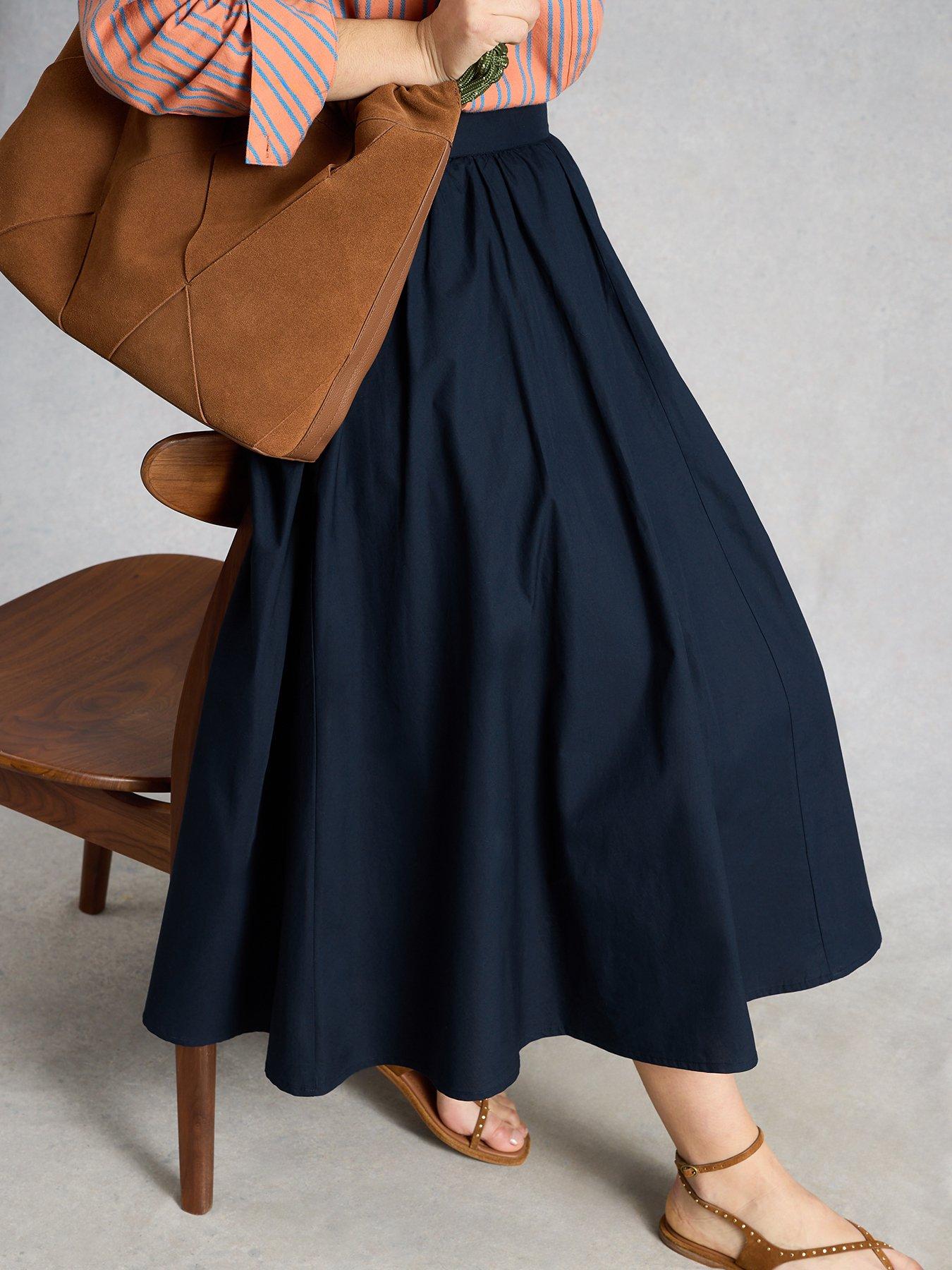 Image 4 of 6 of White Stuff Abigail Midi Skirt - Blue