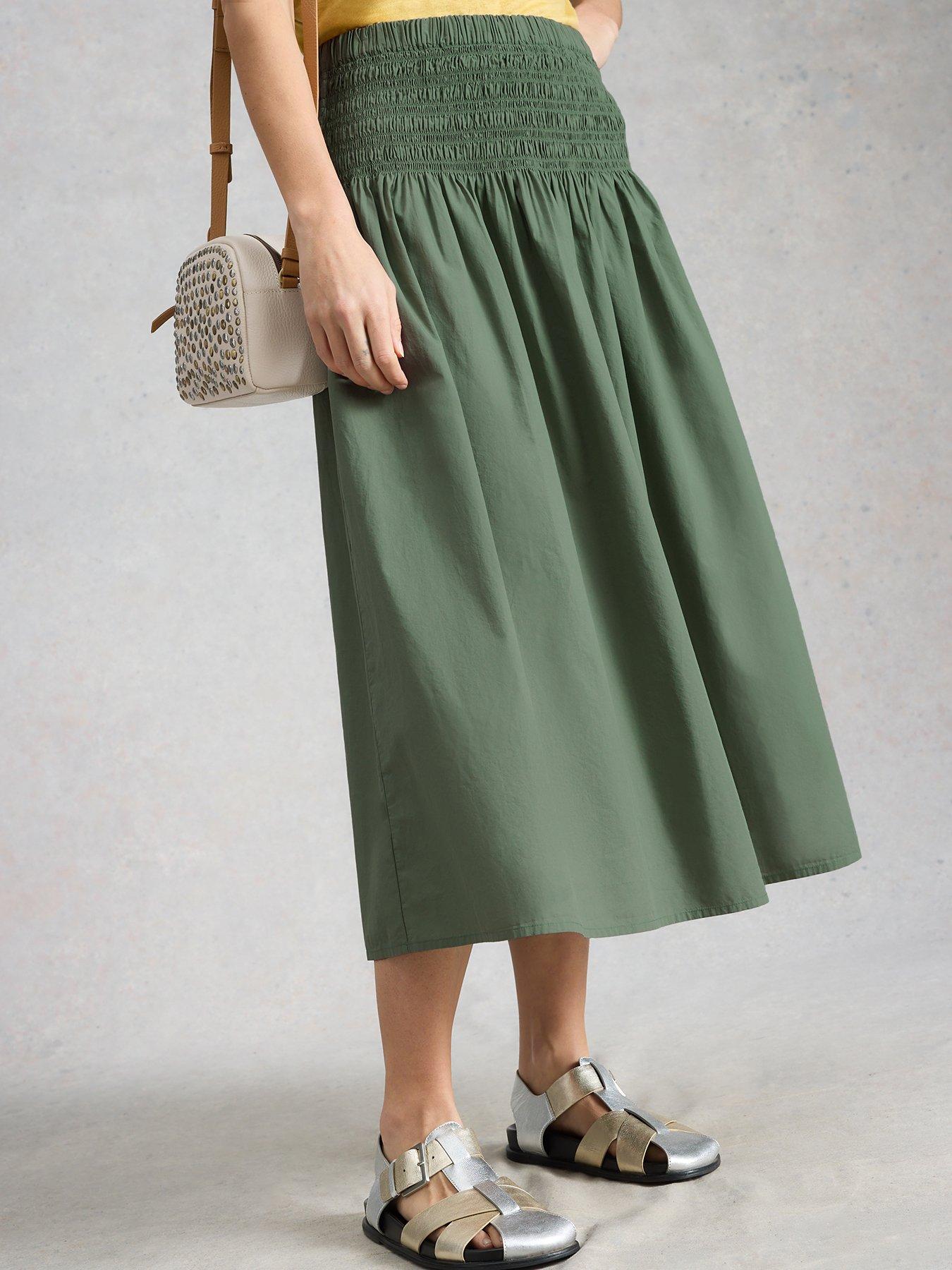 White Stuff Suri Shirred Midi Skirt