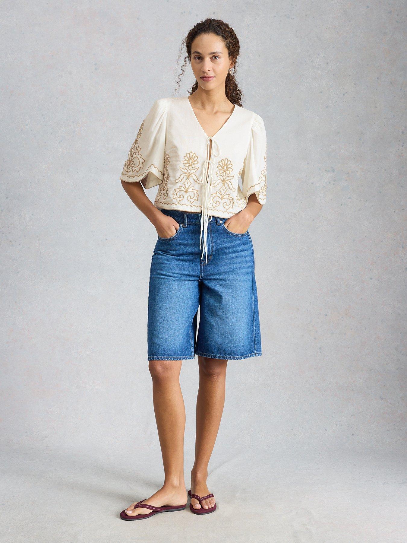 Image 3 of 6 of White Stuff Erin Tie Front Top - White