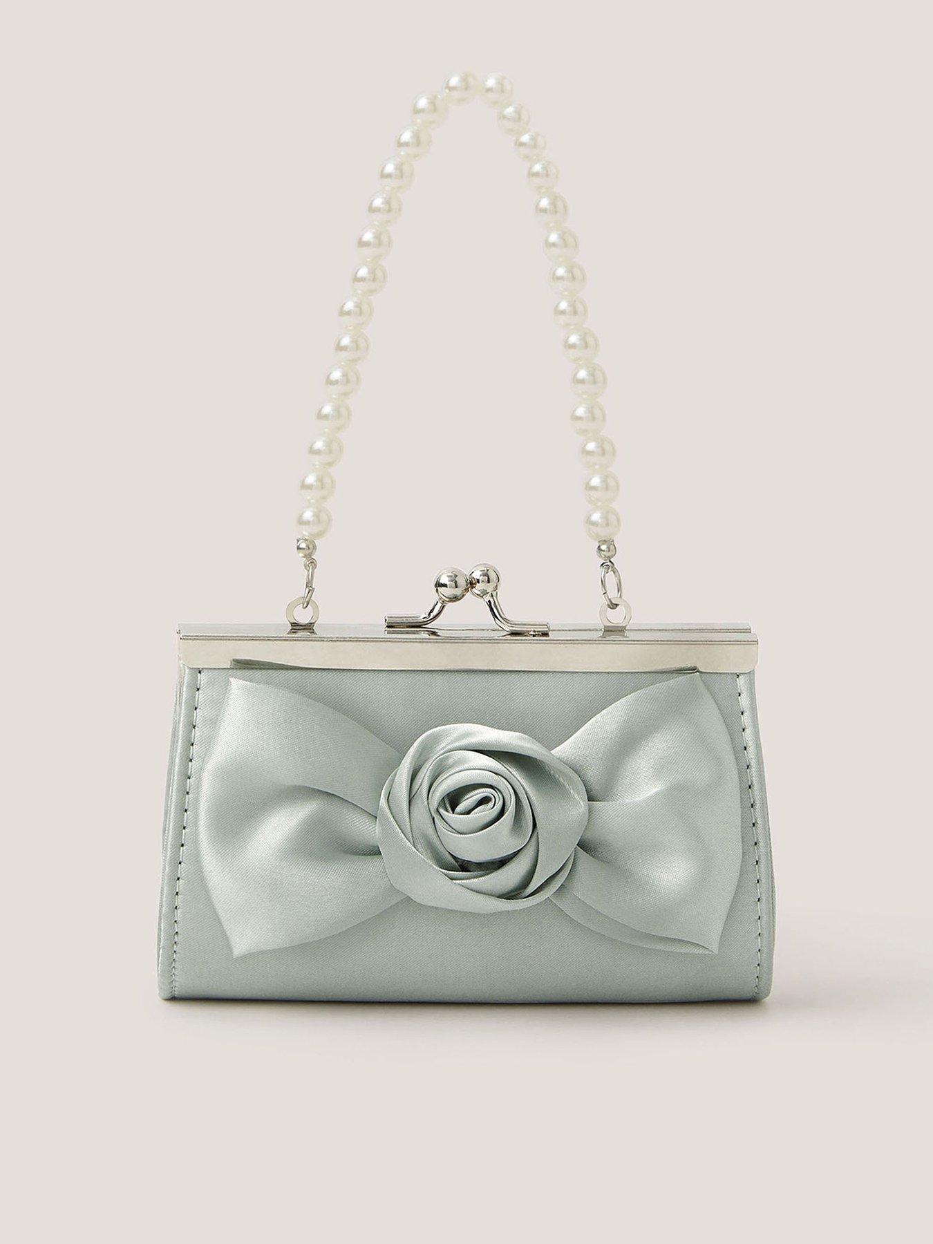 Monsoon Girls Mini Bridesmaid Rose Bow Bag - Light Green