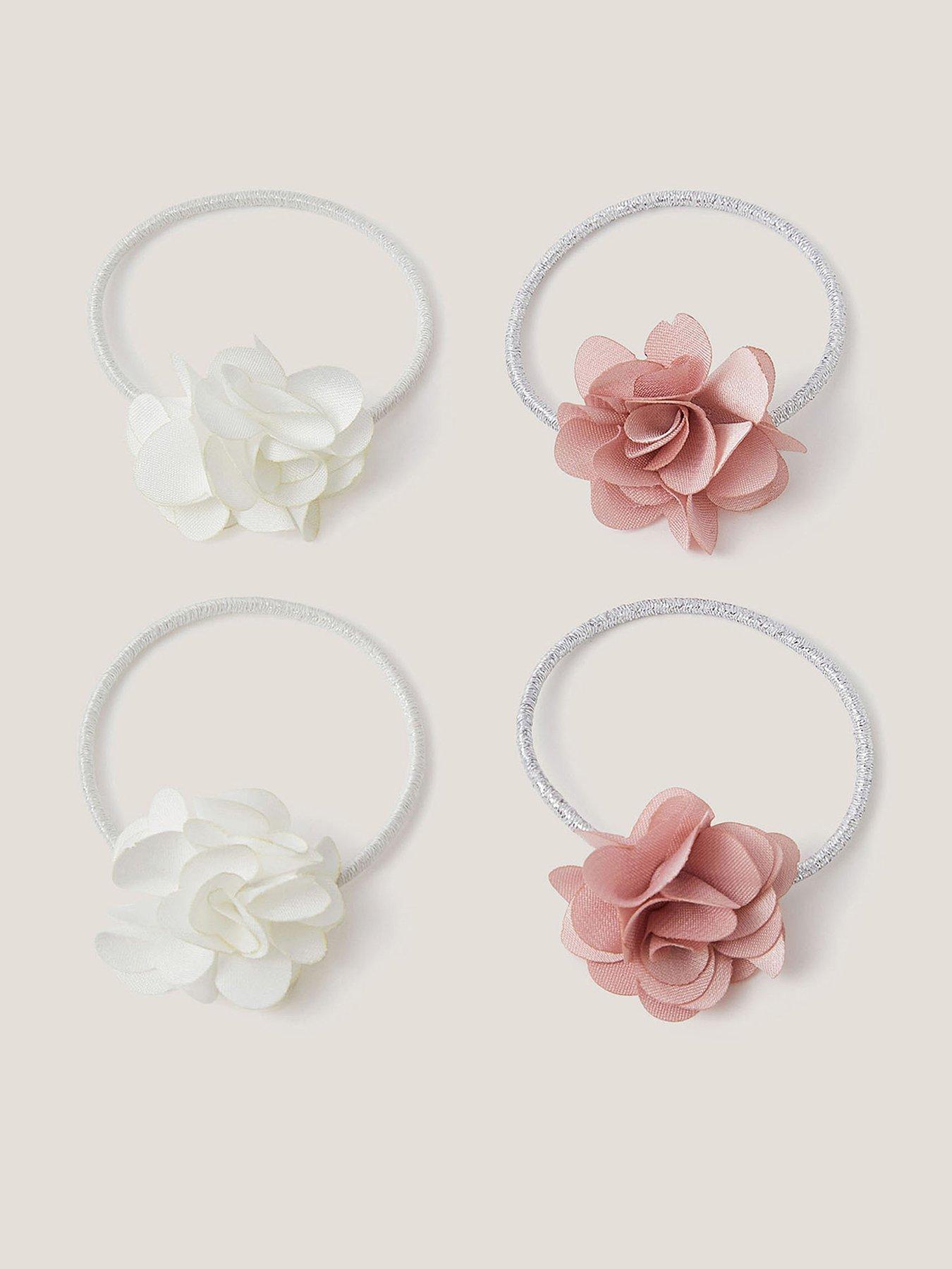 Monsoon Girls 4 Pack Satin Rose Hair Elastics - Multi