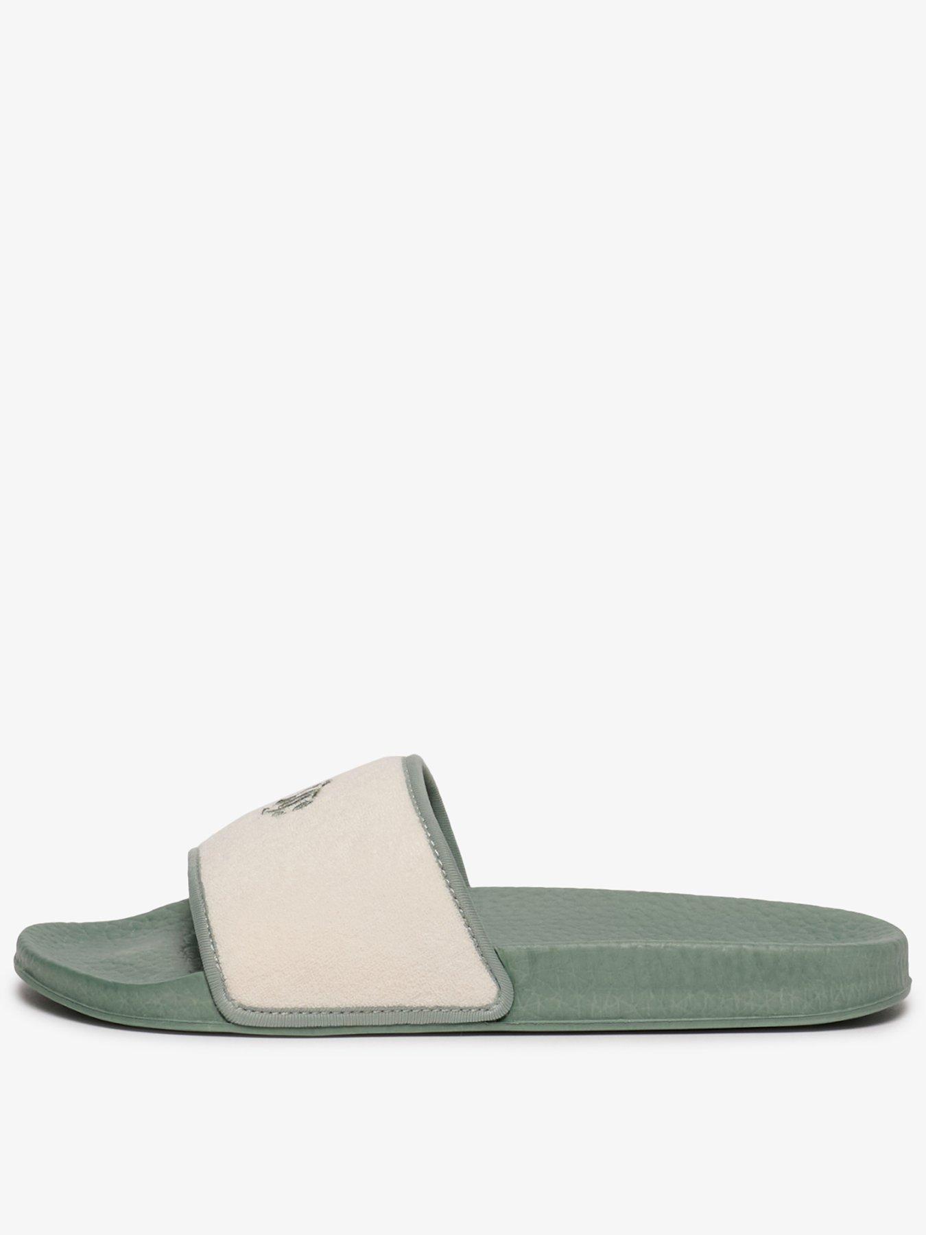 Image 1 of 6 of Superdry Faux Leather Braided Slider - Green