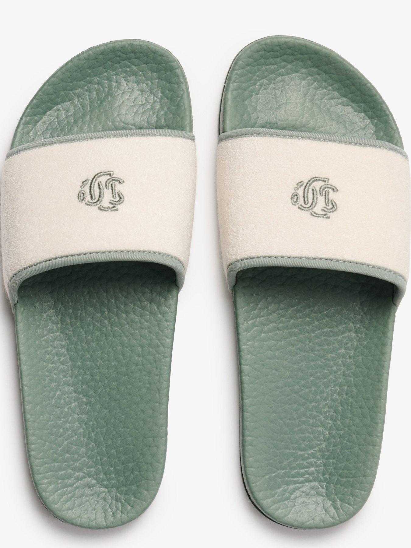 Image 4 of 6 of Superdry Faux Leather Braided Slider - Green