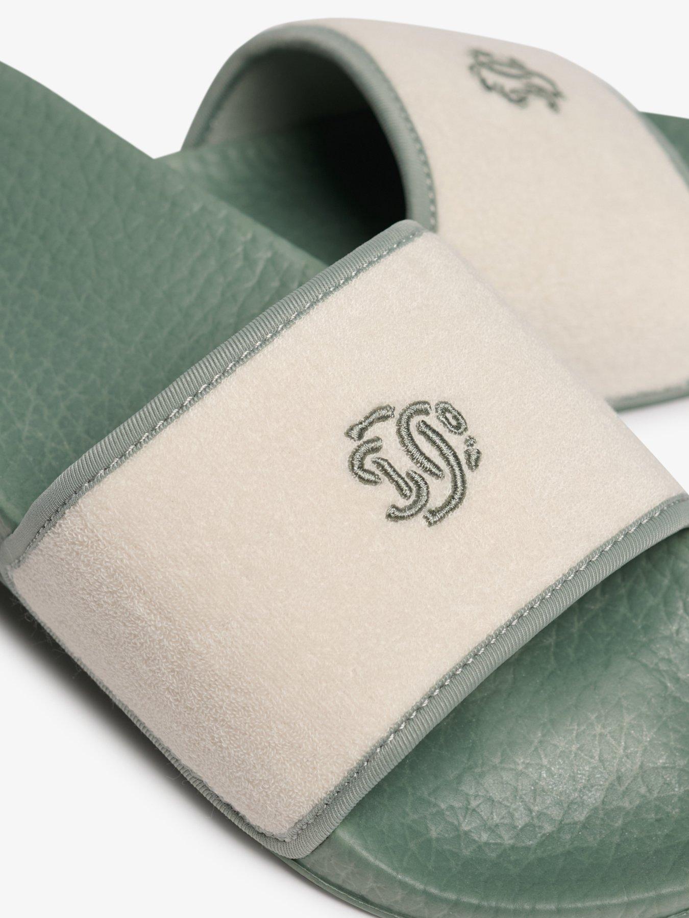 Image 6 of 6 of Superdry Faux Leather Braided Slider - Green