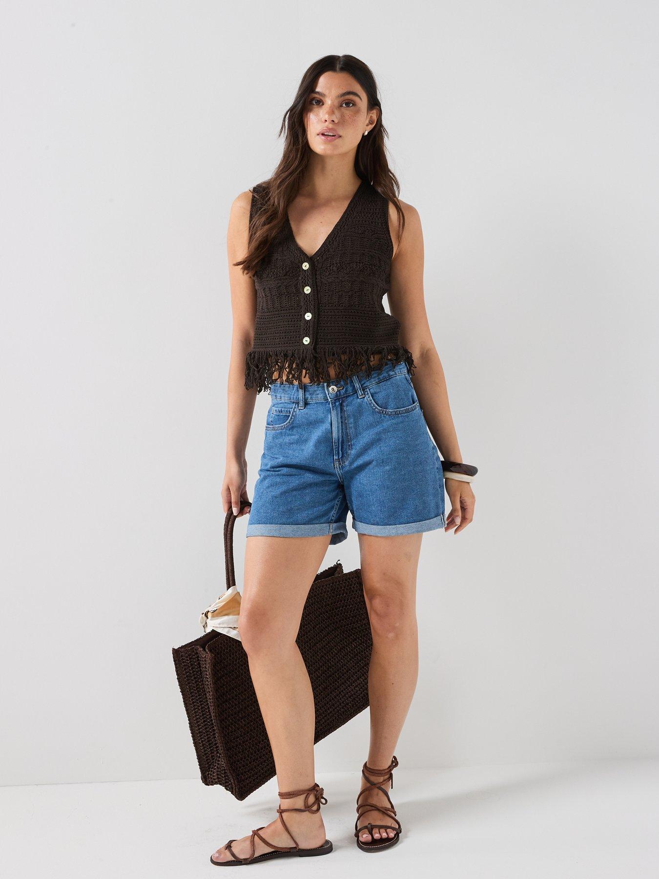 Image 3 of 4 of Only Vega Mom Denim Shorts - Blue