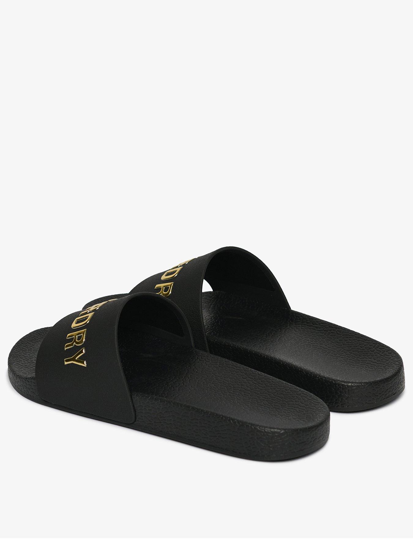 Superdry Premium Metallic Pool Slide - Black | Littlewoods