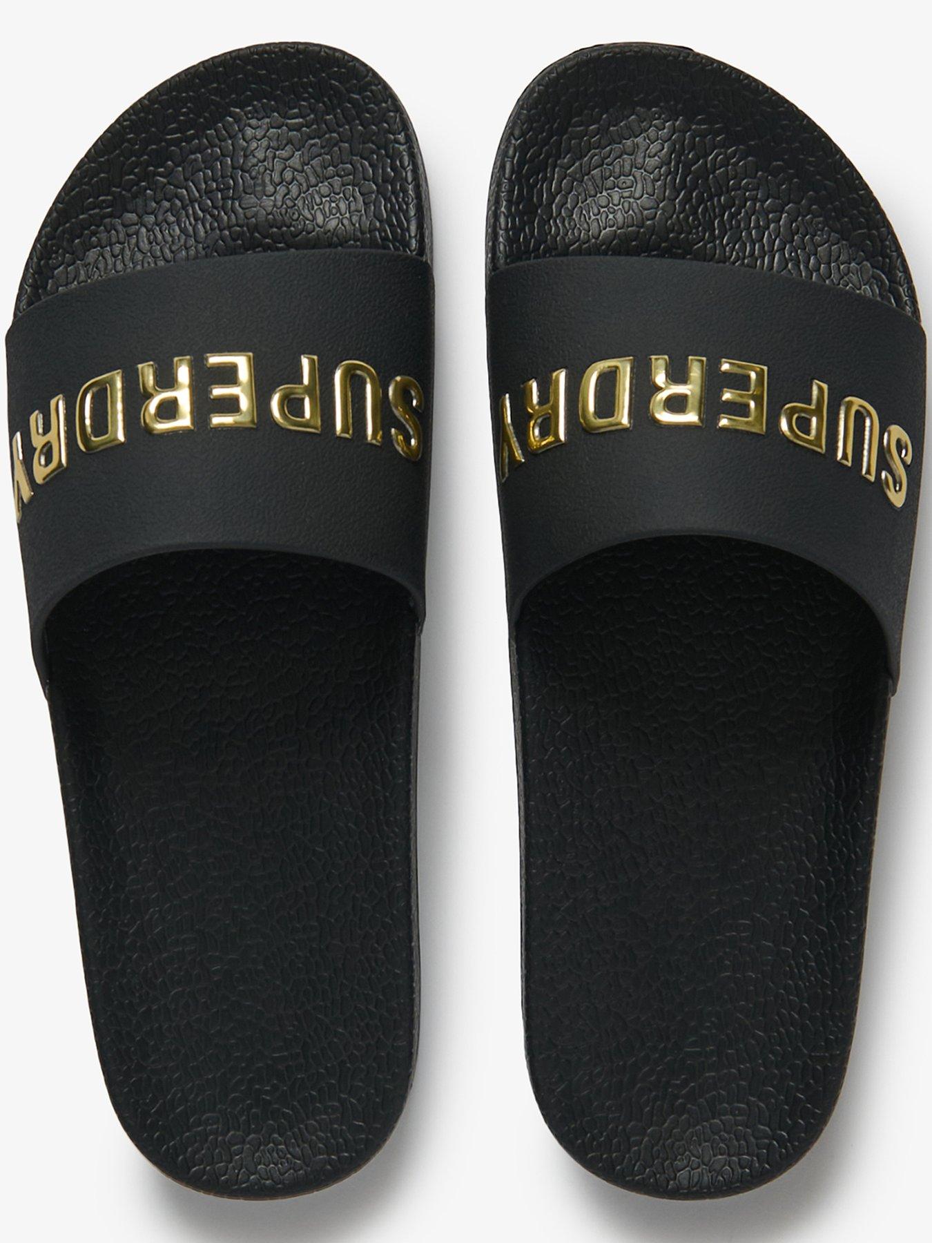 Superdry Premium Metallic Pool Slide - Black | Littlewoods