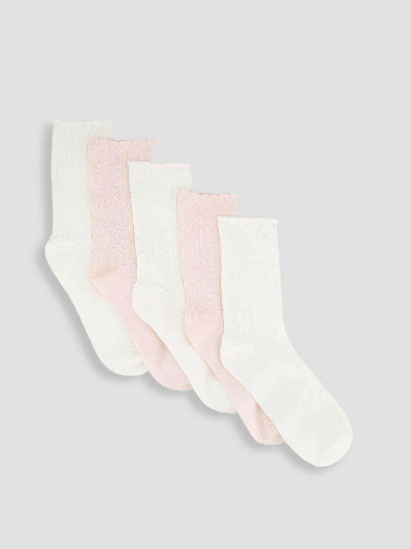 The Very Collection 5 Pack Pointelle Ankle Socks - Pink