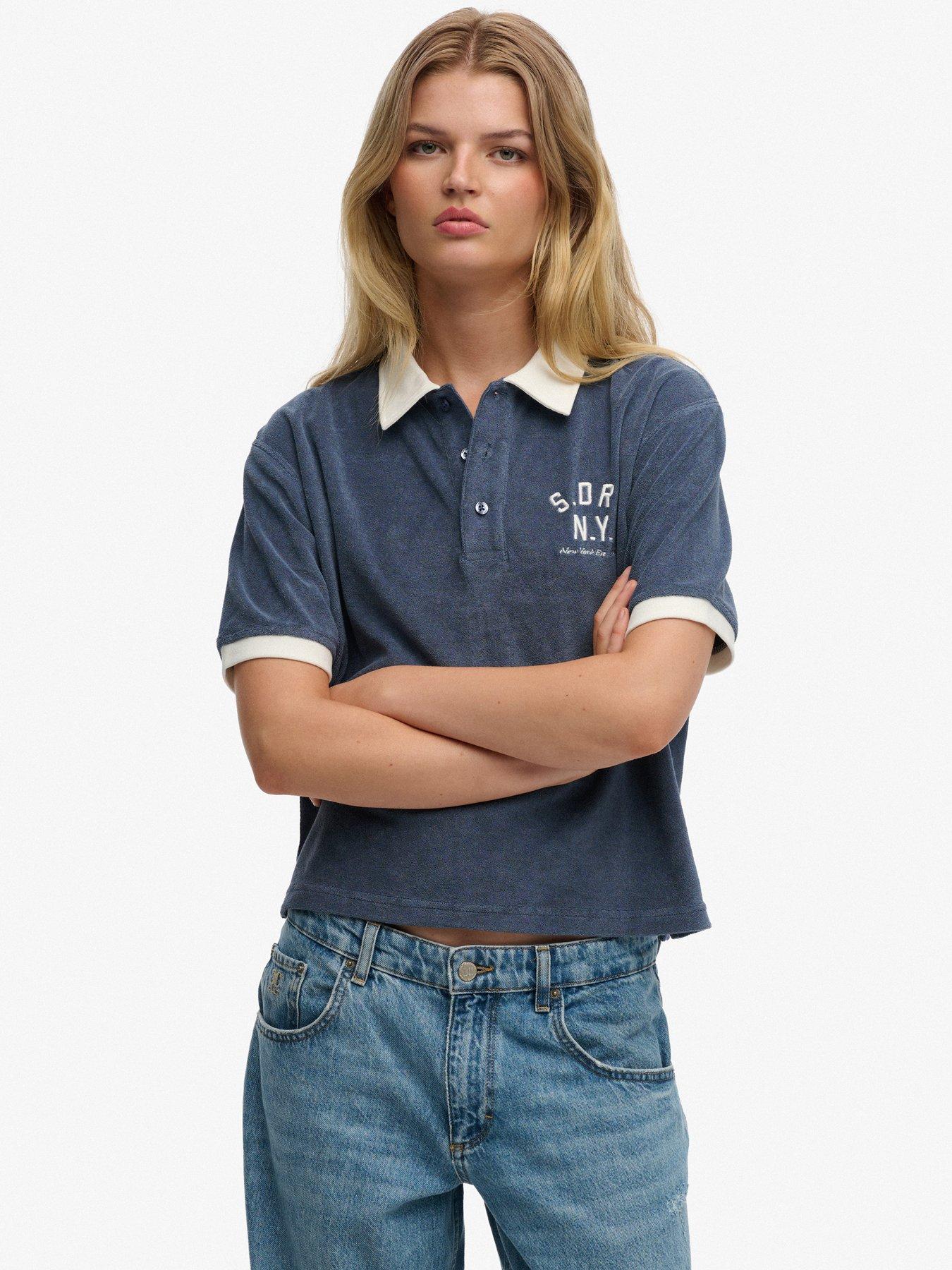front image of superdry-heritage-terry-polo-blue