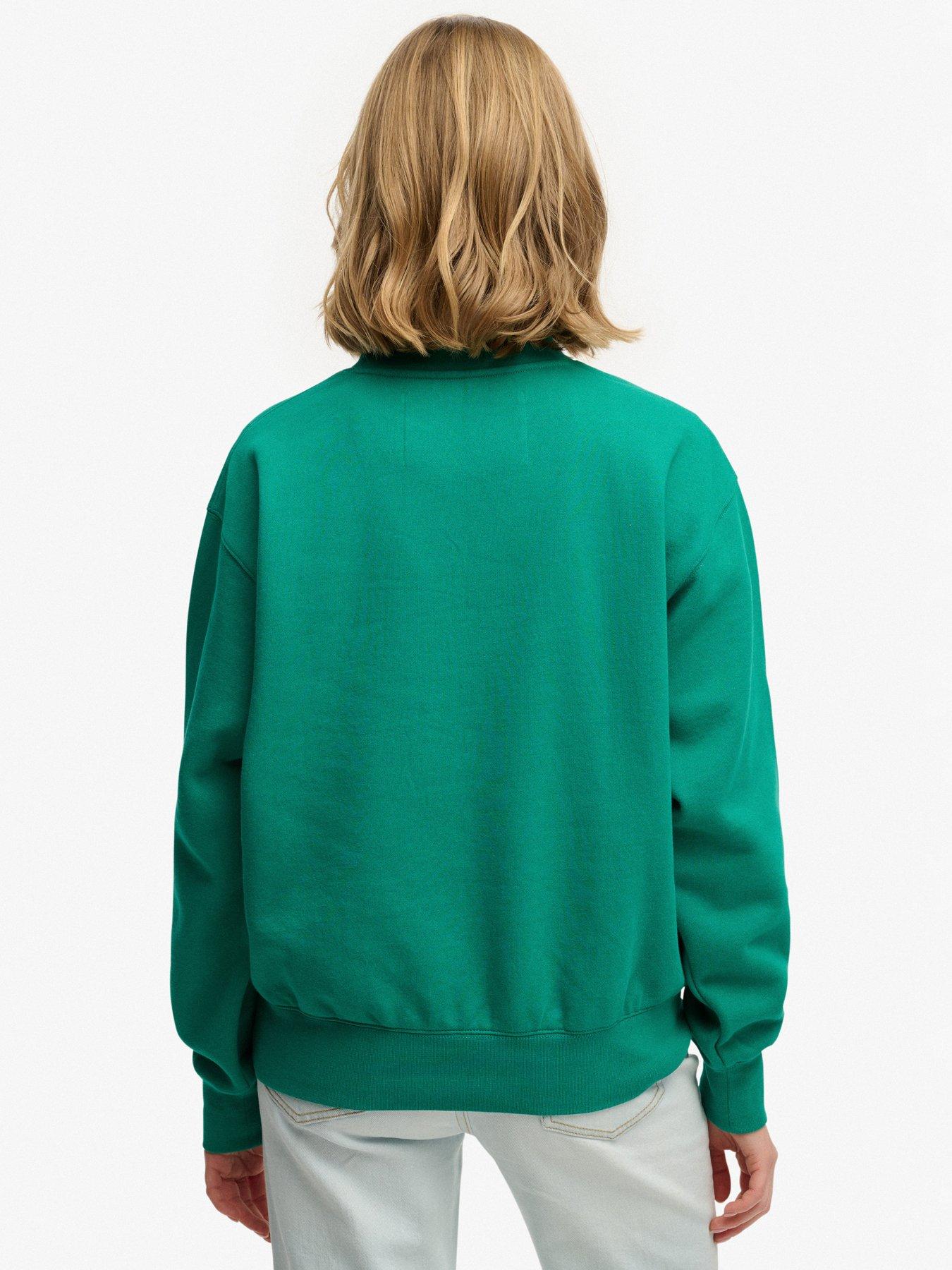 stillFront image of superdry-varsity-satin-applique-crew-green