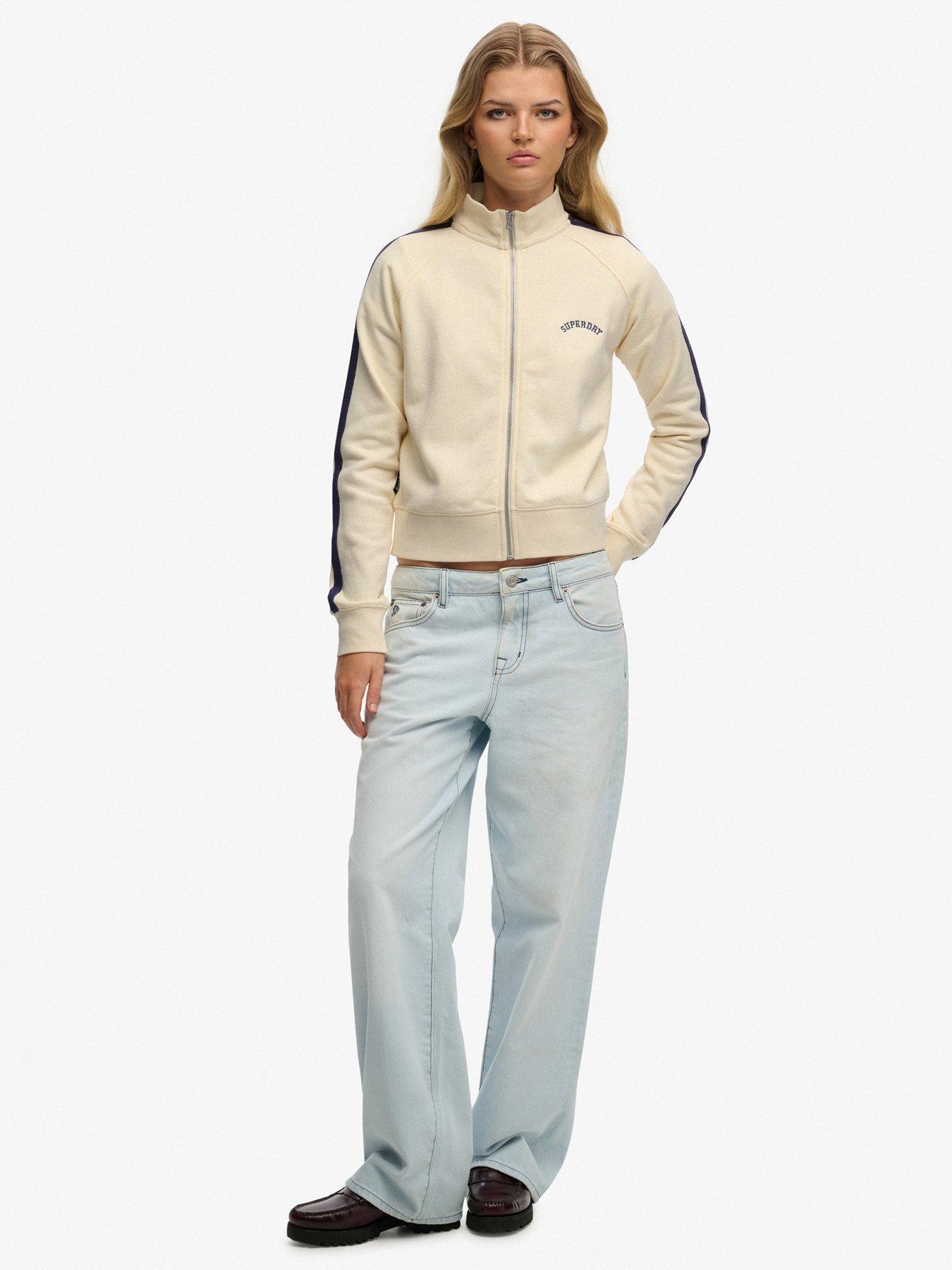 Image 3 of 5 of Superdry Essential Logo Zip Track Top - White