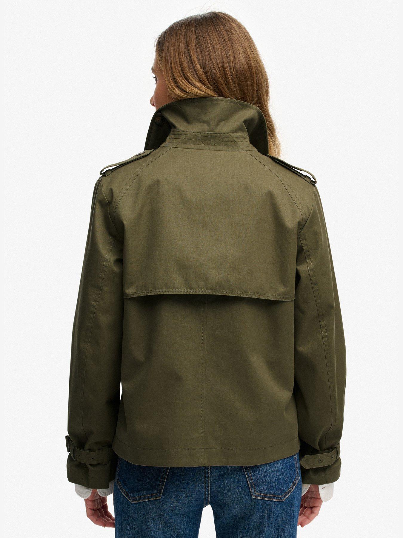  image of superdry-short-trench-coat-green