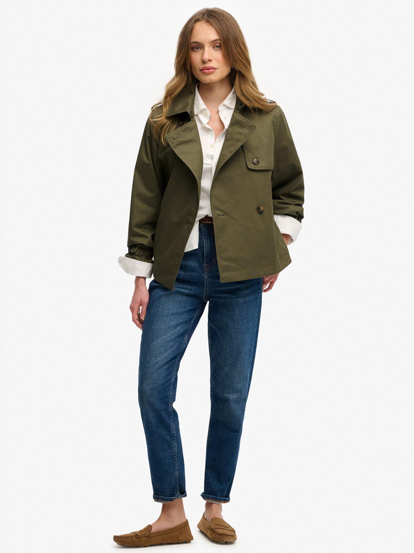  image of superdry-short-trench-coat-green
