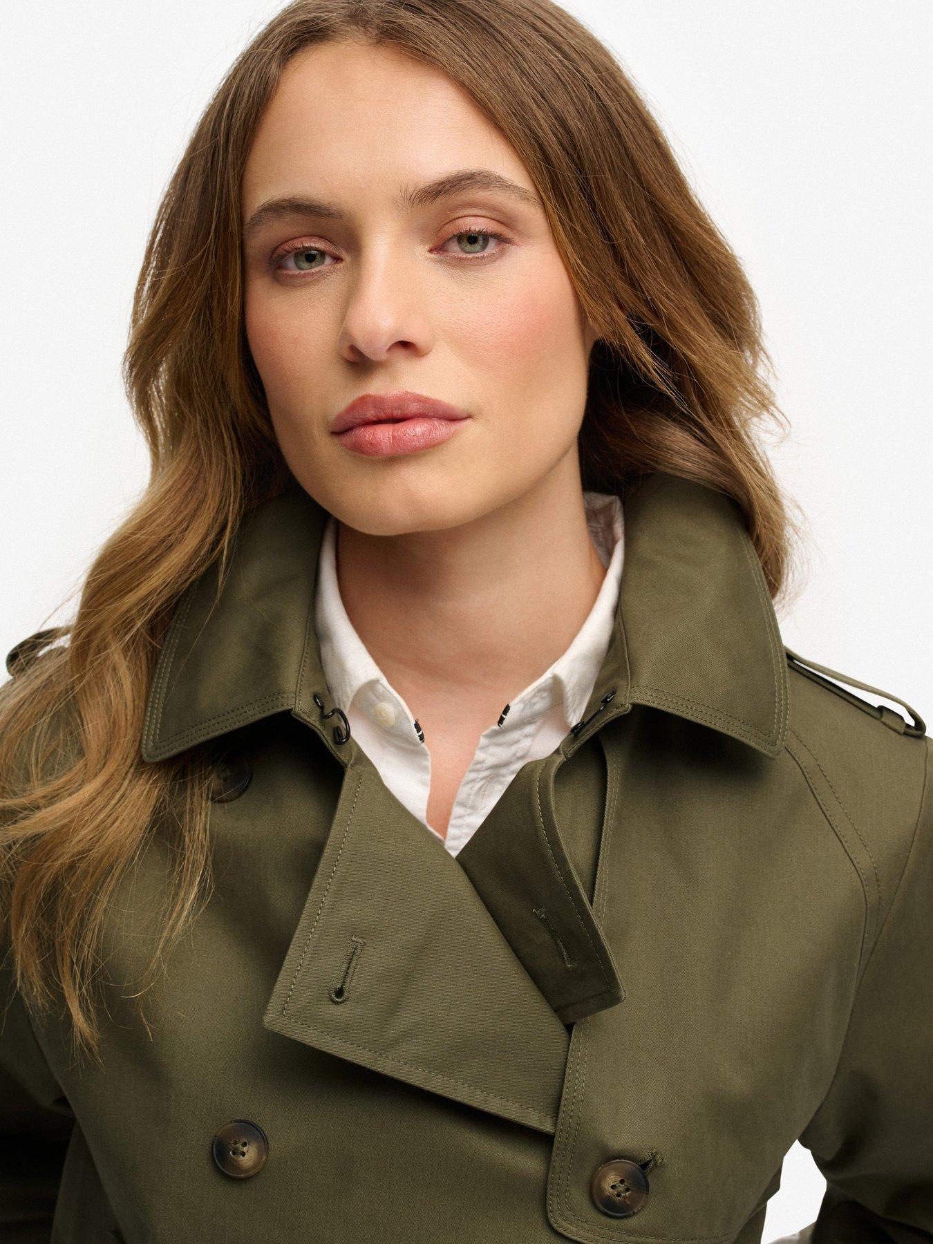  image of superdry-short-trench-coat-green