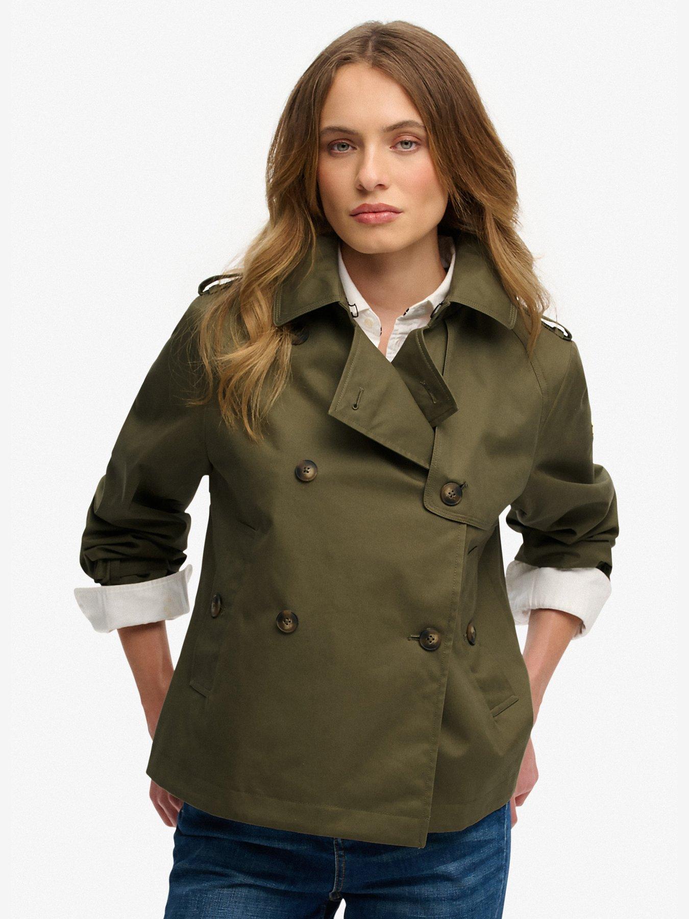  image of superdry-short-trench-coat-green