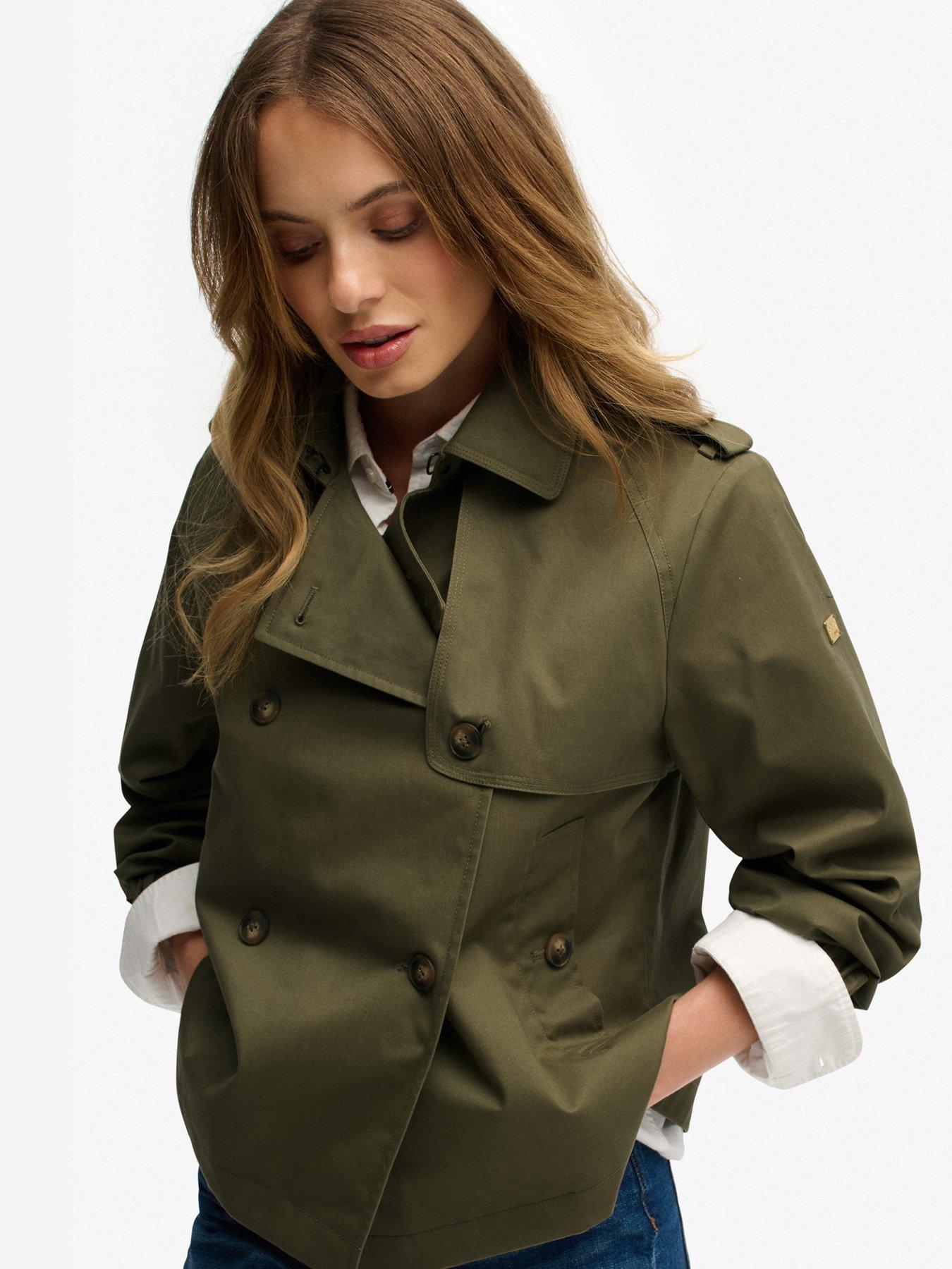  image of superdry-short-trench-coat-green