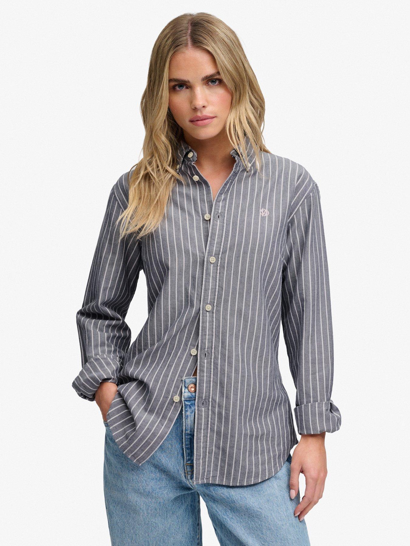 Superdry Slim Oxford Long Sleeve Shirt - Blue