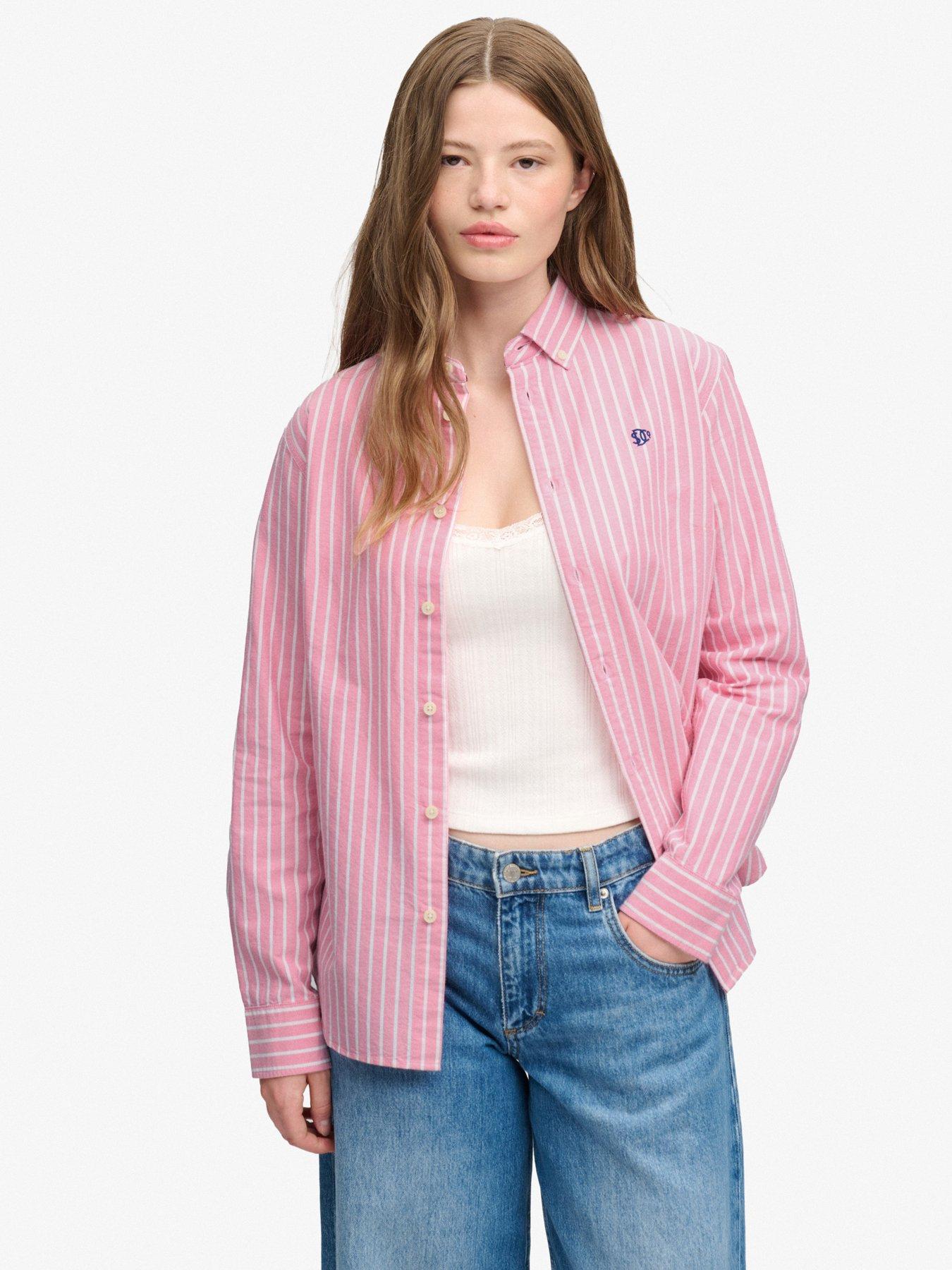Superdry Slim Oxford Button Down Long Sleeve Shirt - Pink