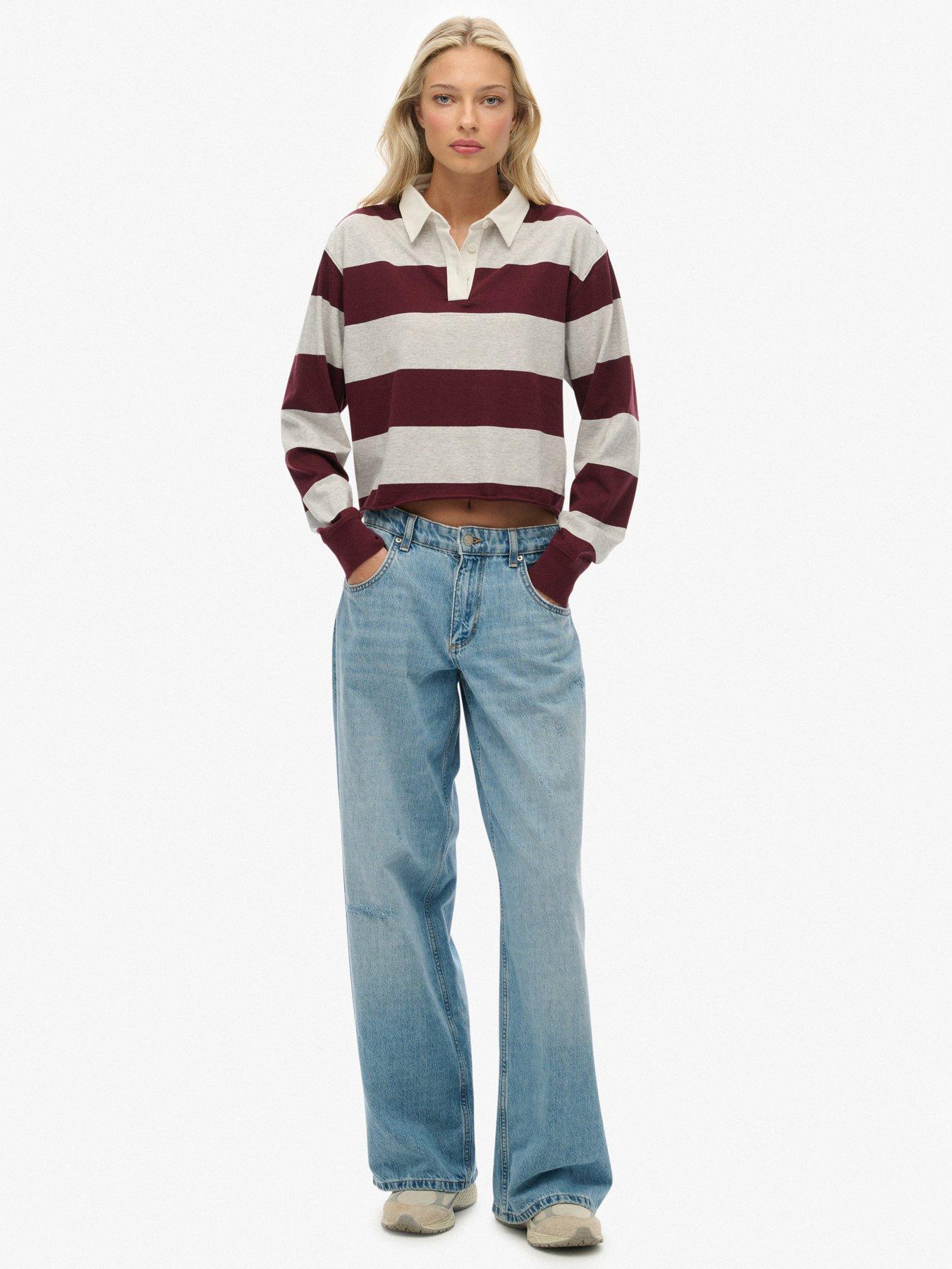  image of superdry-ath-ess-cropped-stripe-rugby-red