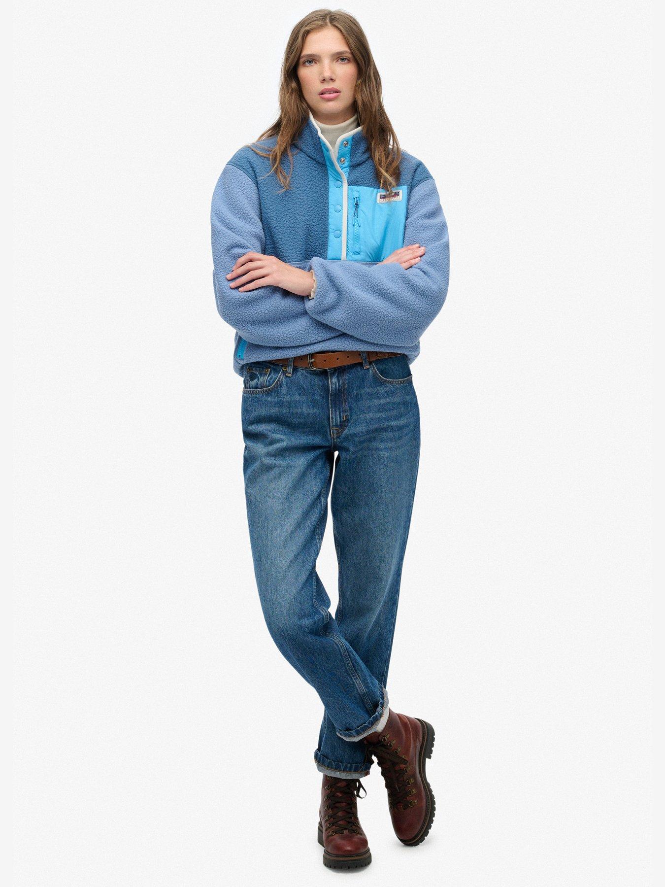 Image 3 of 5 of Superdry Colour Block Fleece Pull Over - Blue