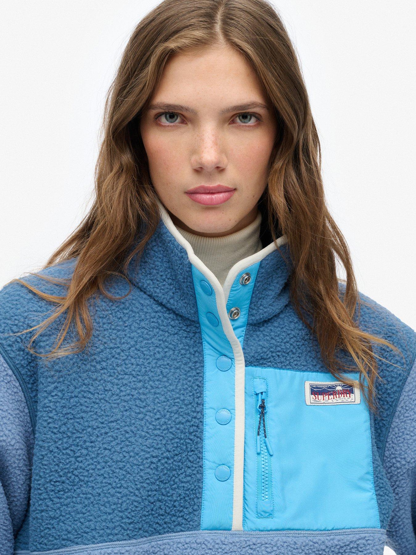 Image 4 of 5 of Superdry Colour Block Fleece Pull Over - Blue