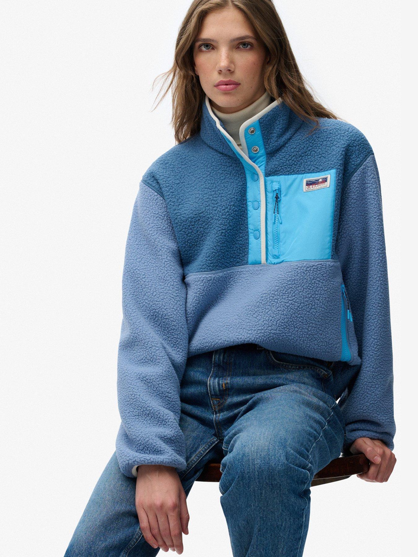 Image 5 of 5 of Superdry Colour Block Fleece Pull Over - Blue