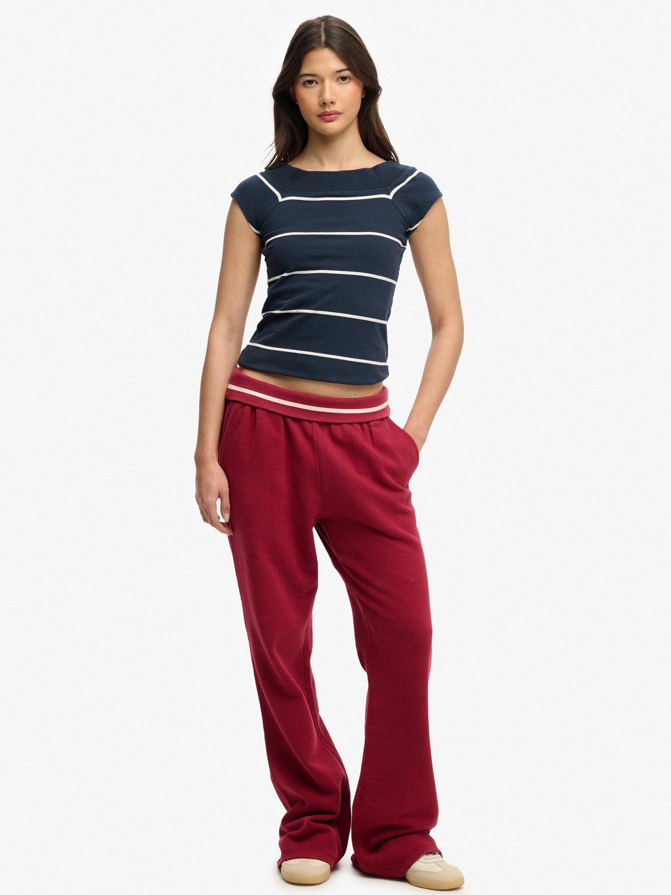  image of superdry-off-shoulder-striped-top-blue