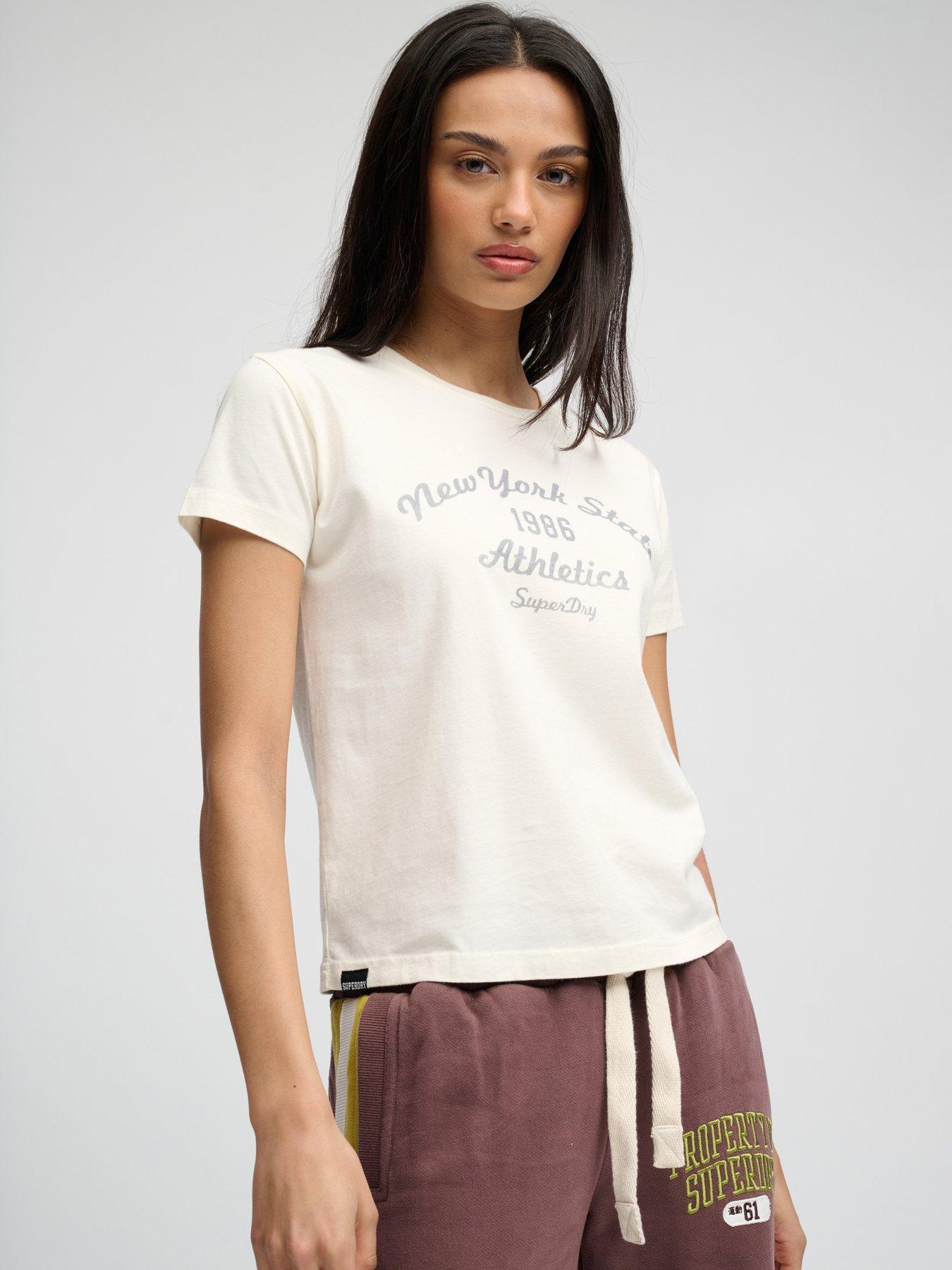 front image of superdry-athletic-essentials-fitted-graphic-t-shirt-white