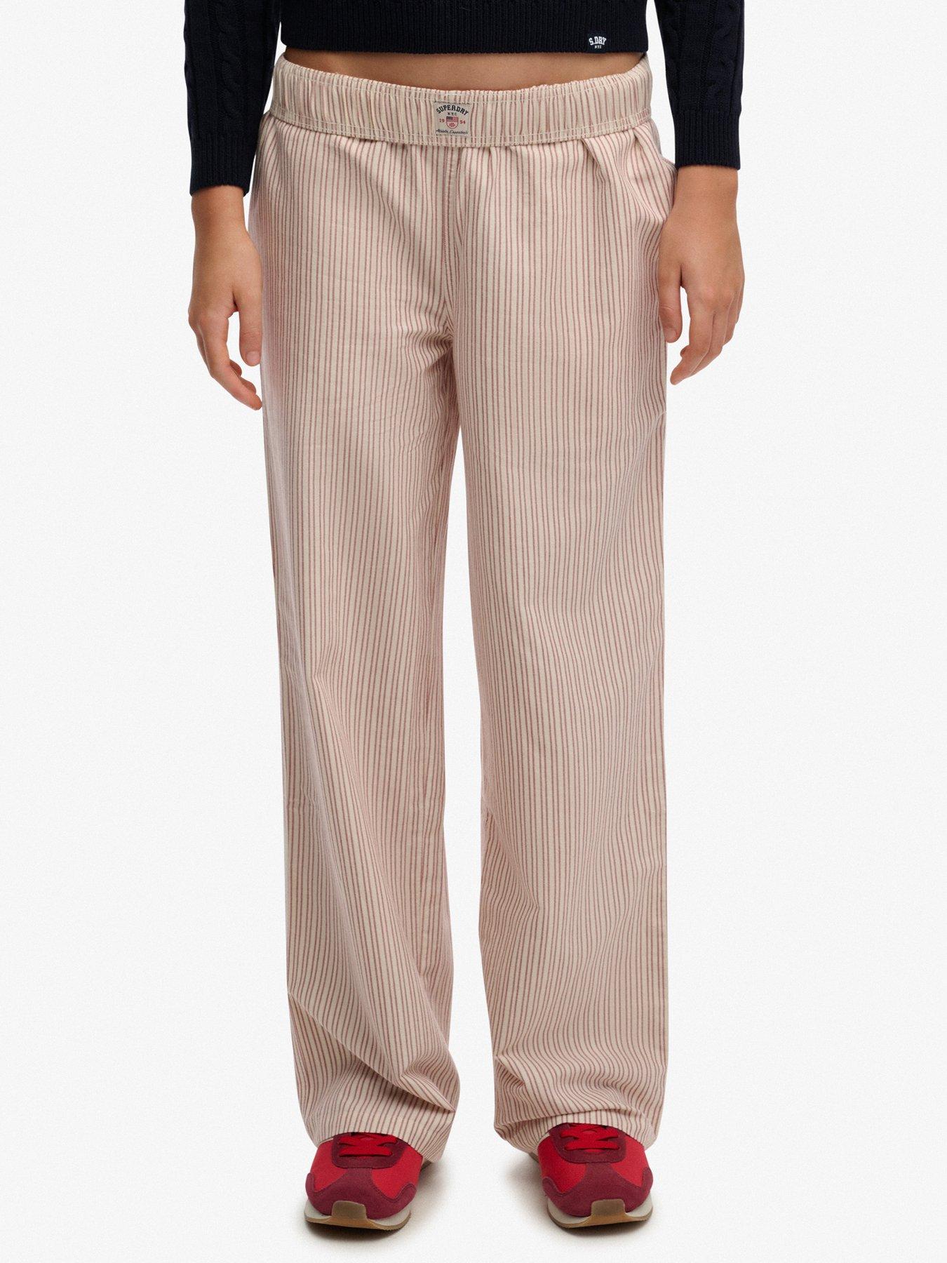 front image of superdry-cotton-stripe-elastic-trouser-red