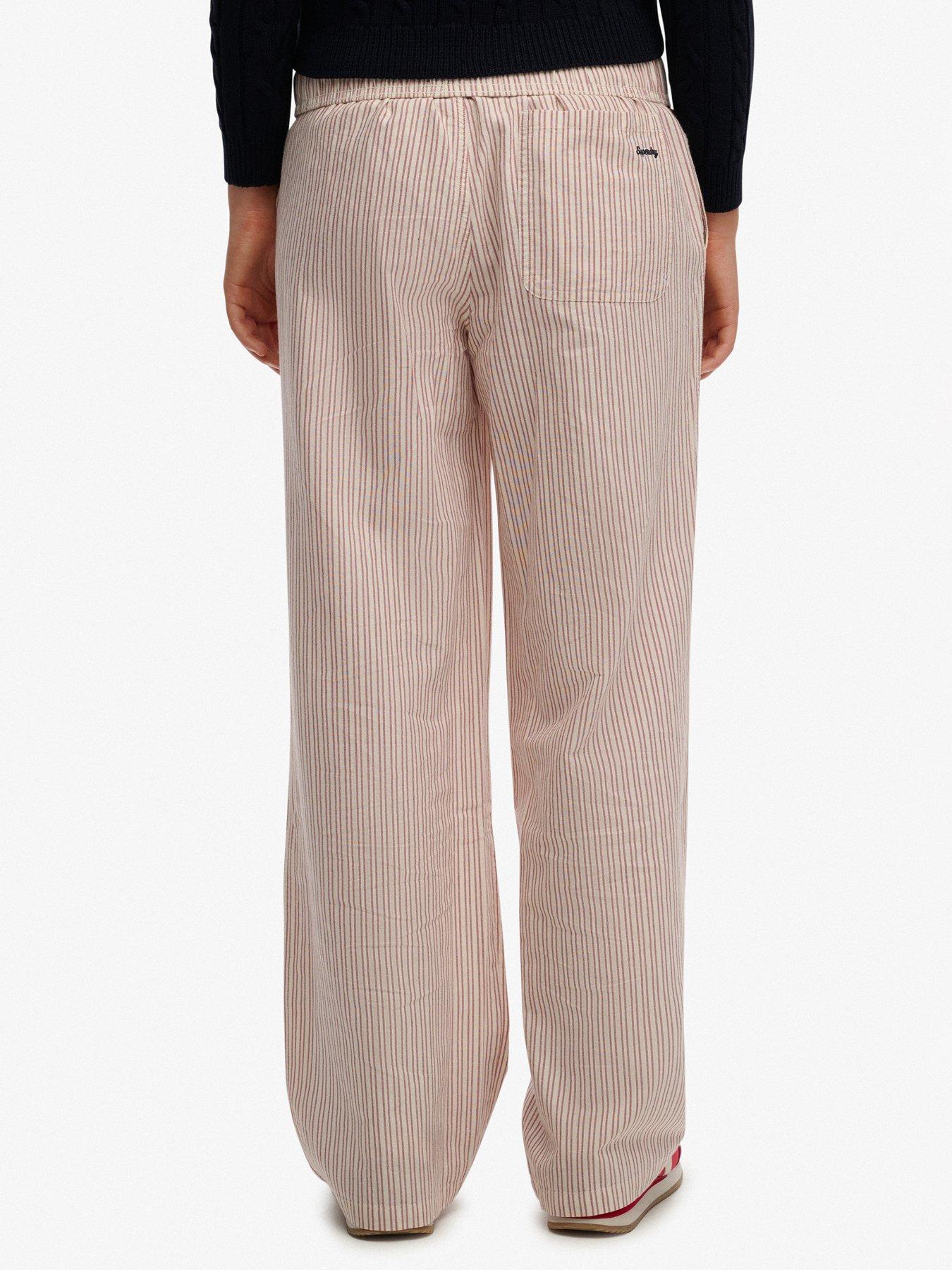  image of superdry-cotton-stripe-elastic-trouser-red
