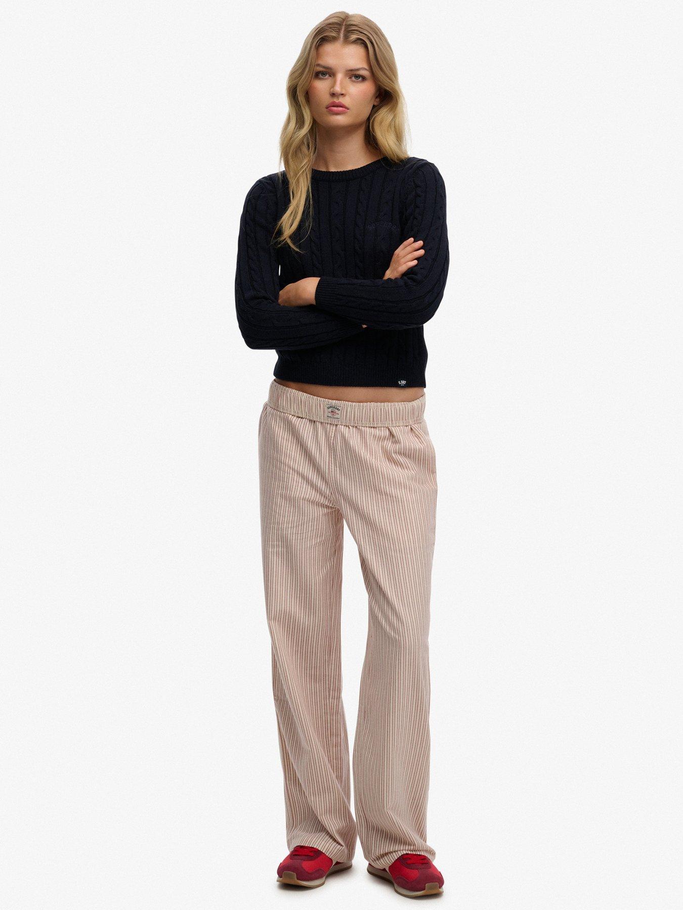  image of superdry-cotton-stripe-elastic-trouser-red