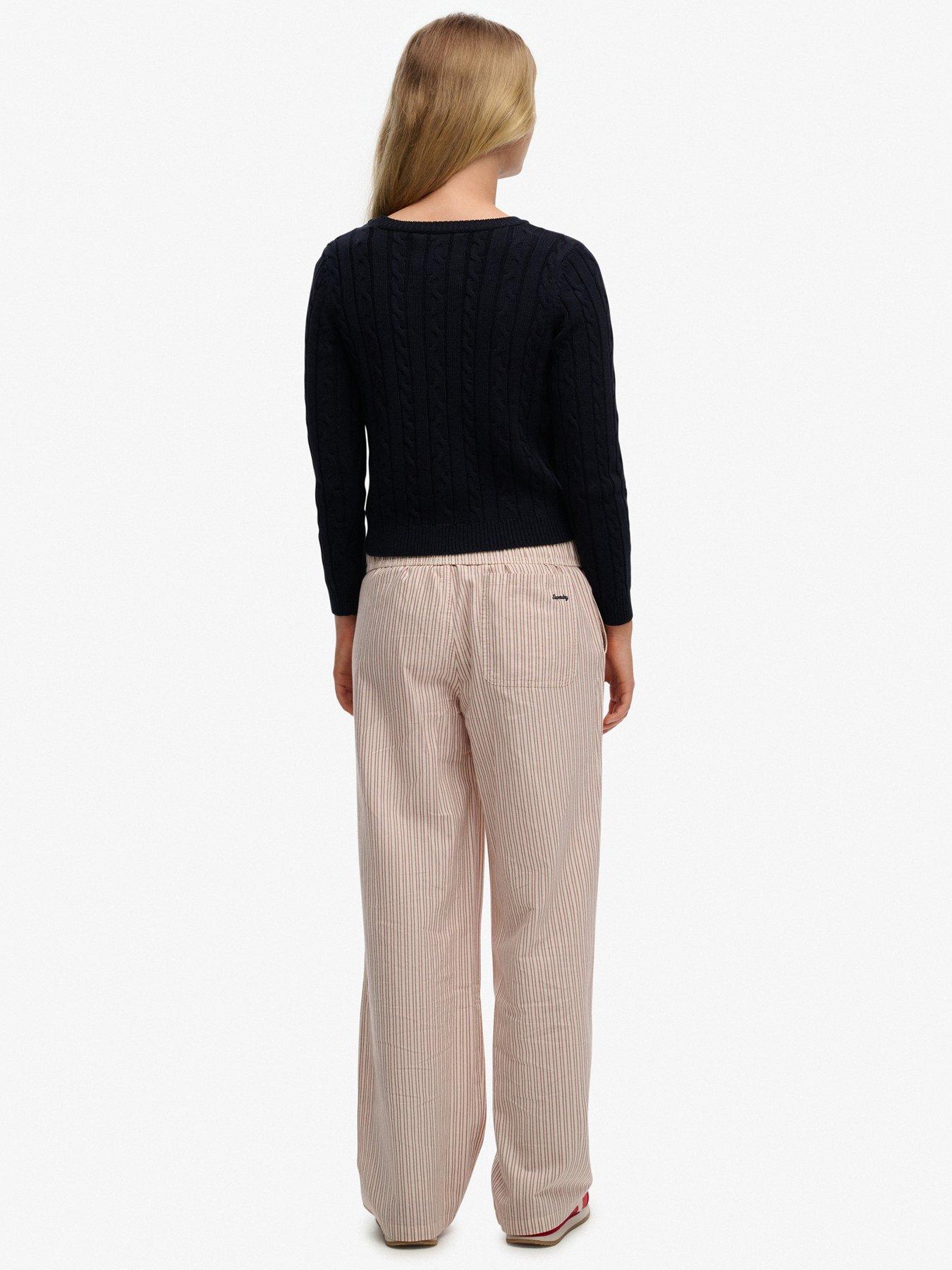  image of superdry-cotton-stripe-elastic-trouser-red
