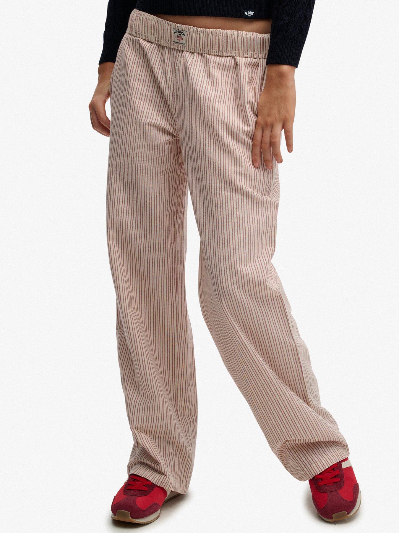  image of superdry-cotton-stripe-elastic-trouser-red