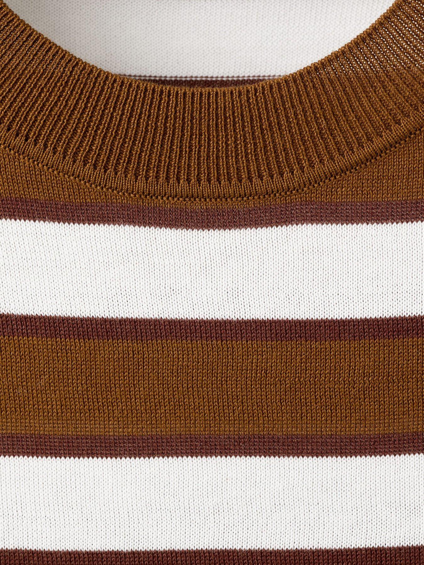  image of mango-short-sleeved-knitted-sweater-brown