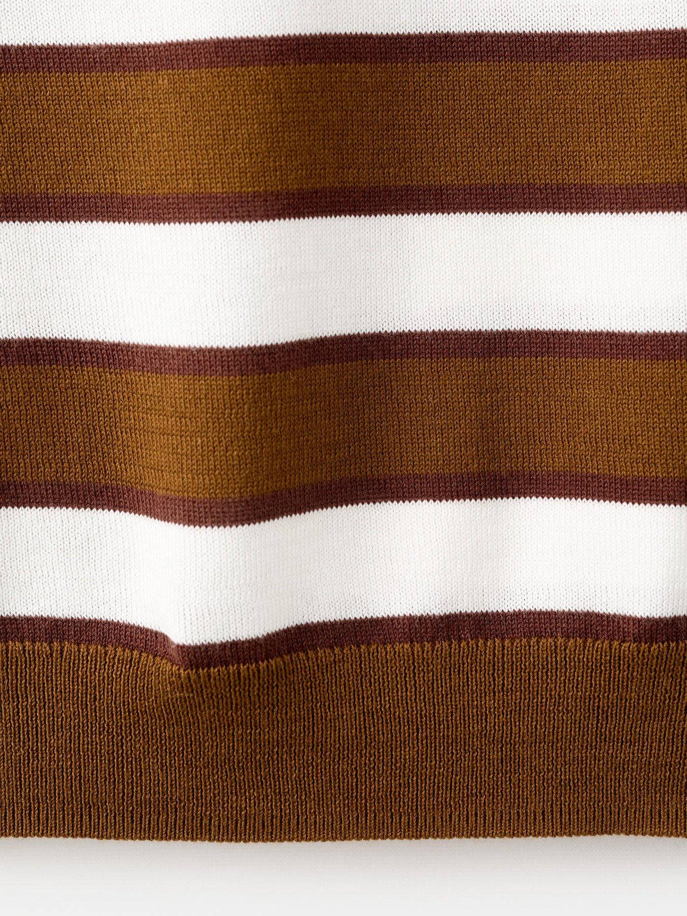  image of mango-short-sleeved-knitted-sweater-brown