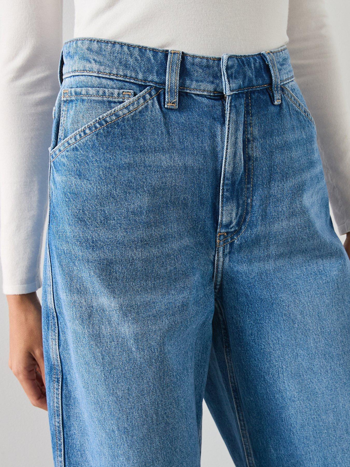  image of mango-mid-rise-balloon-jeans-blue