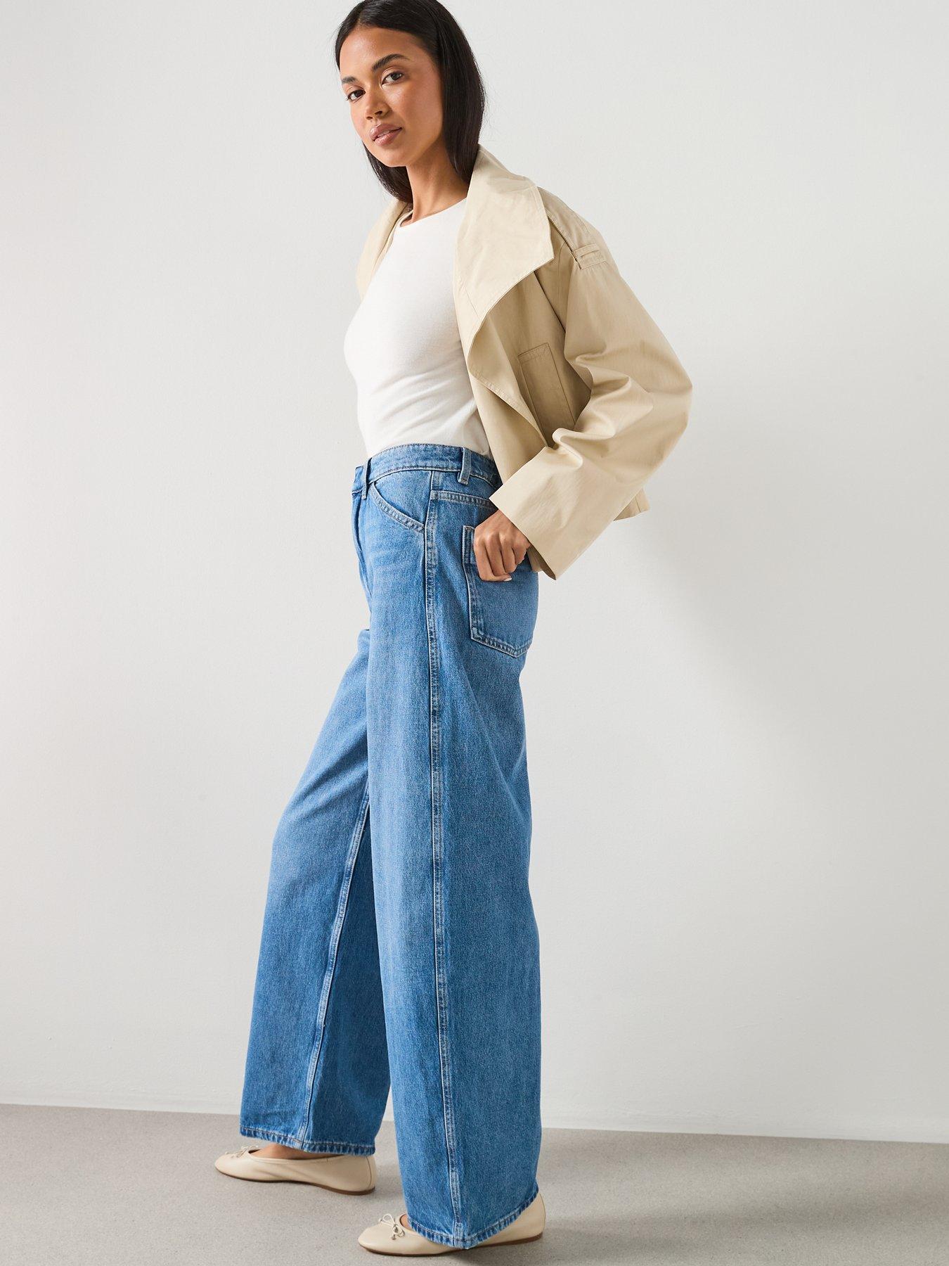  image of mango-mid-rise-balloon-jeans-blue