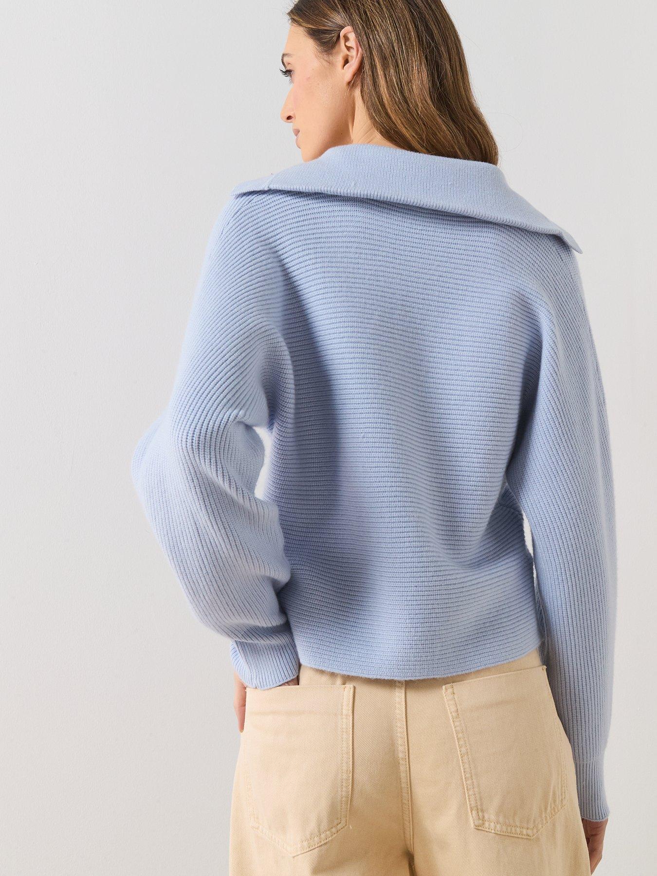 stillFront image of mango-v-neck-knit-sweater-blue