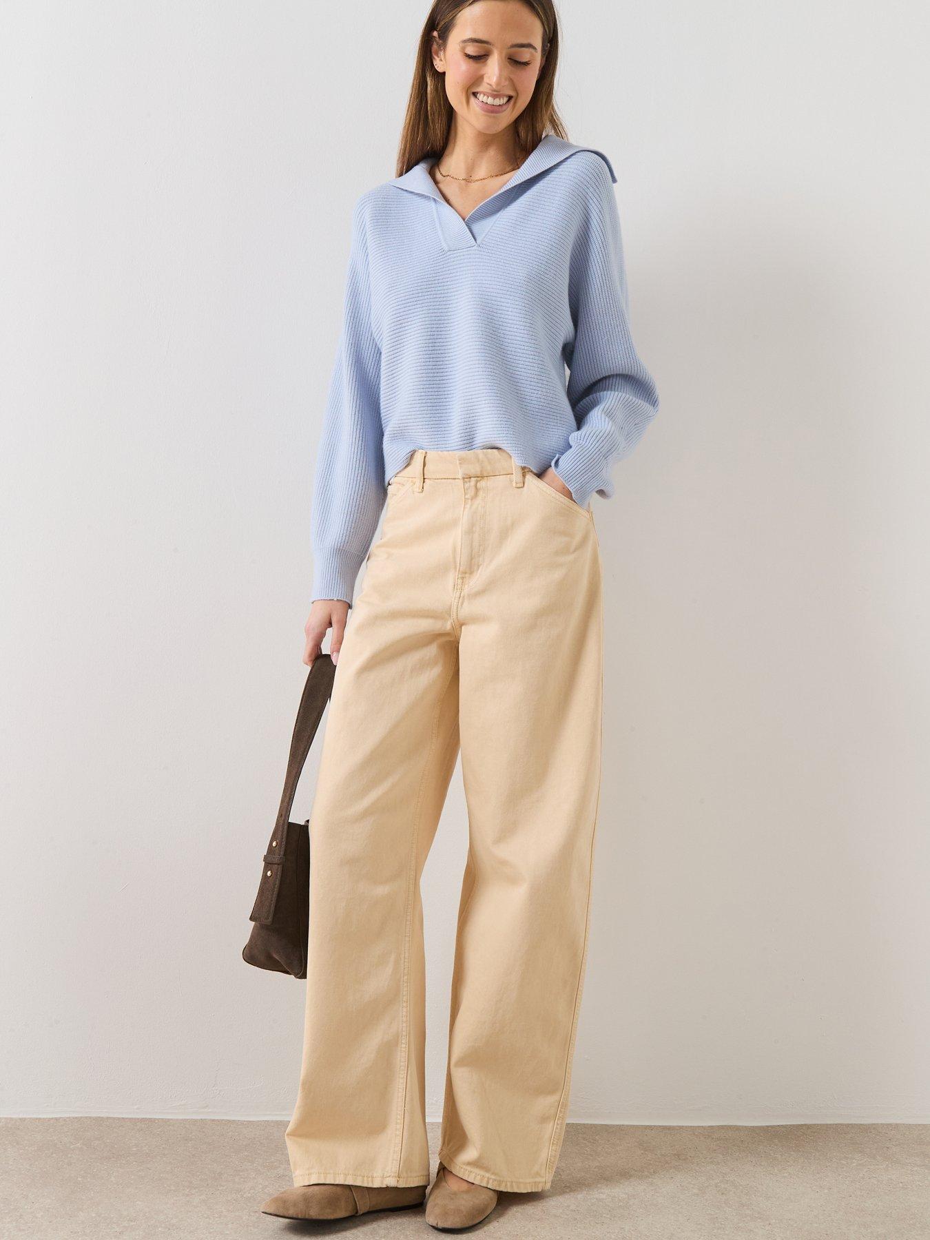  image of mango-v-neck-knit-sweater-blue