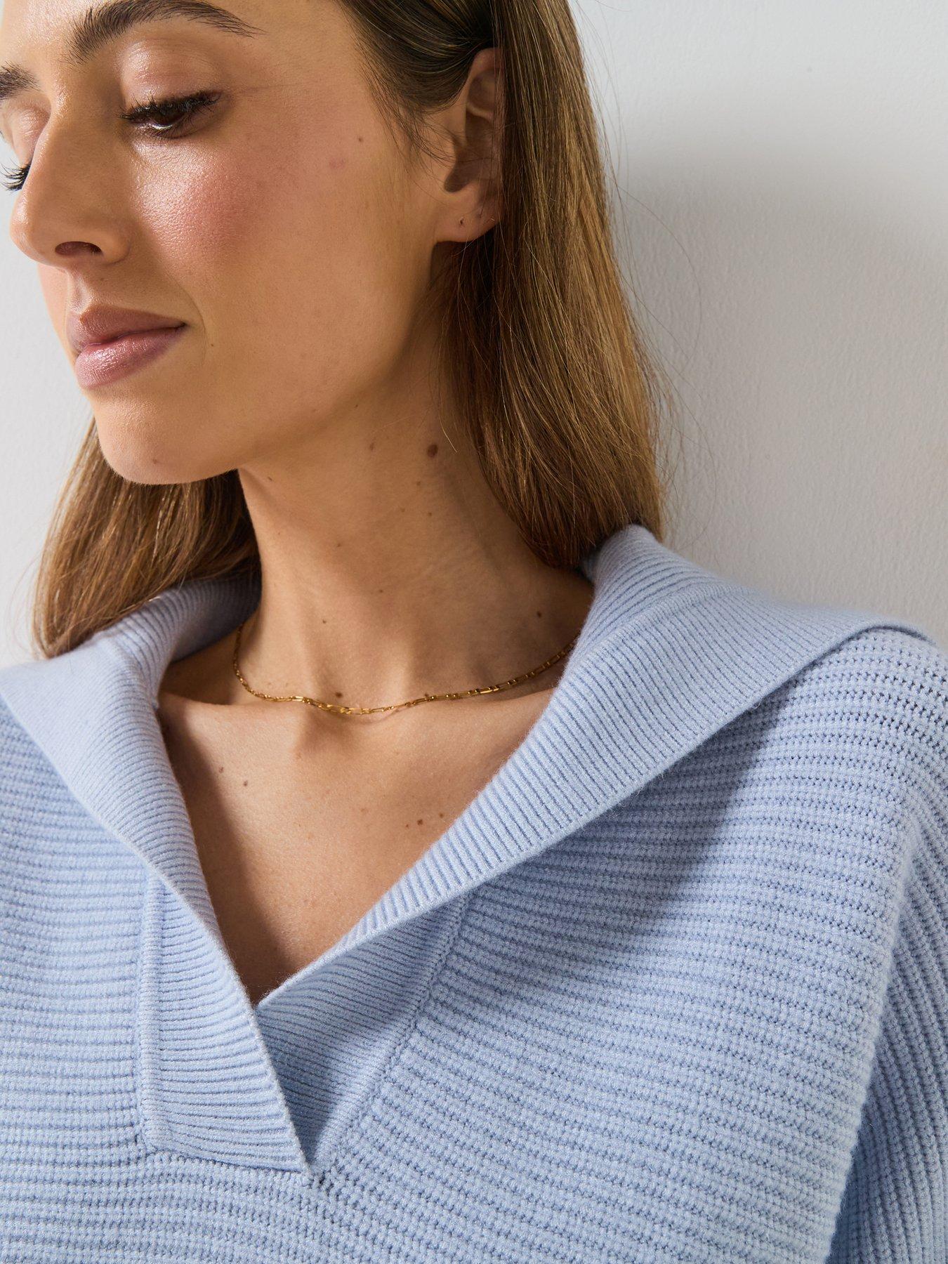  image of mango-v-neck-knit-sweater-blue
