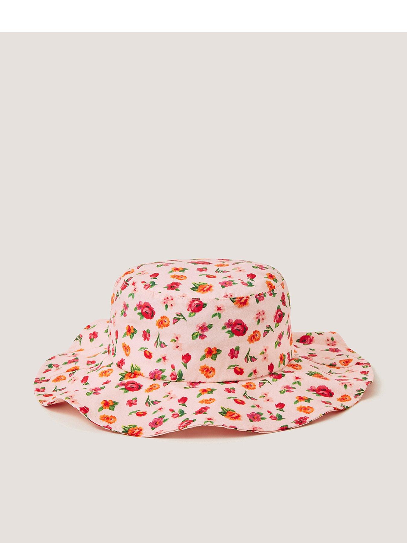 Image 1 of 3 of Monsoon Girls Floral Bow Bucket Hat - Multi