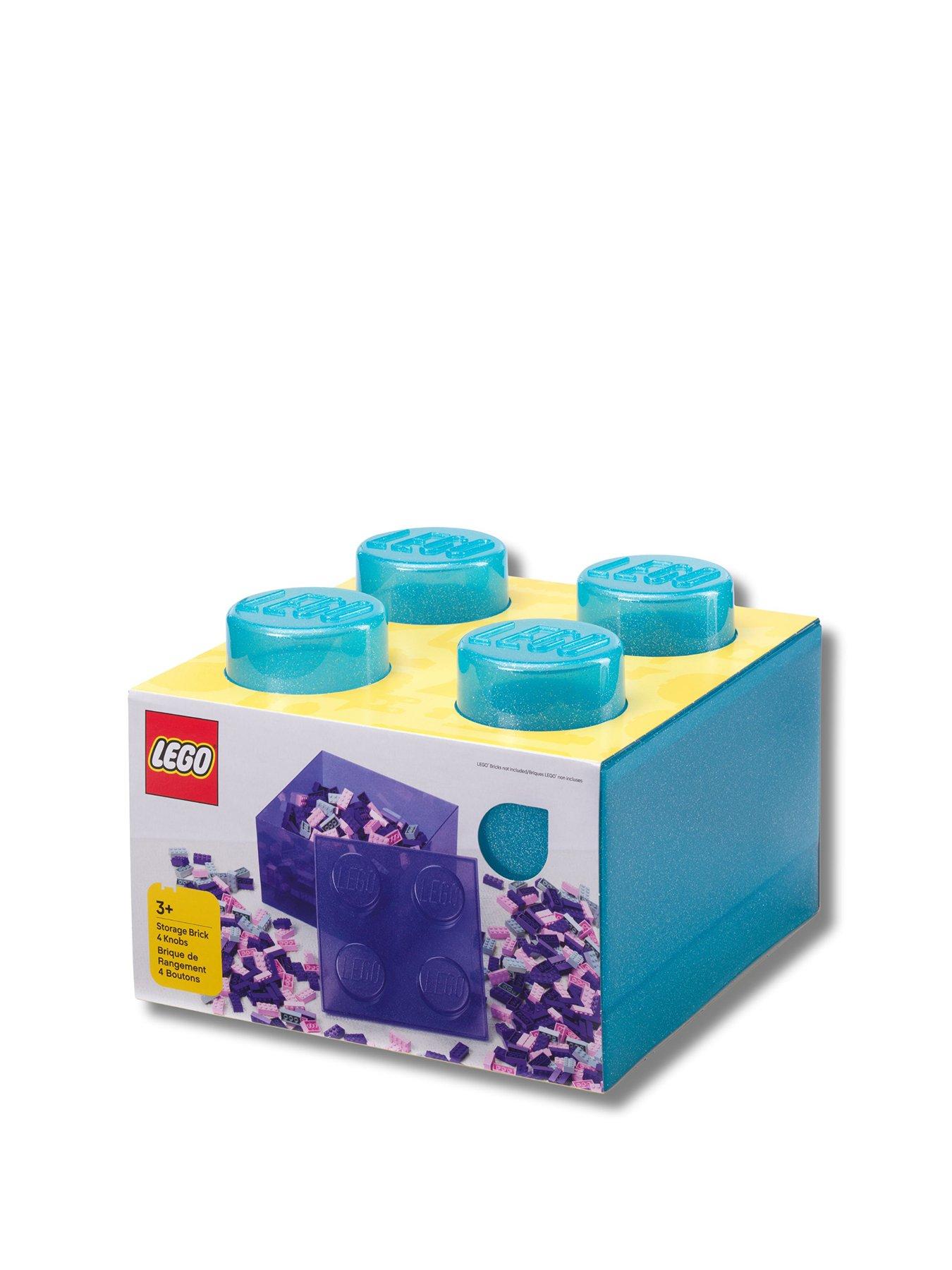front image of lego-storage-brick-4-top-lid-glitter-light-blue