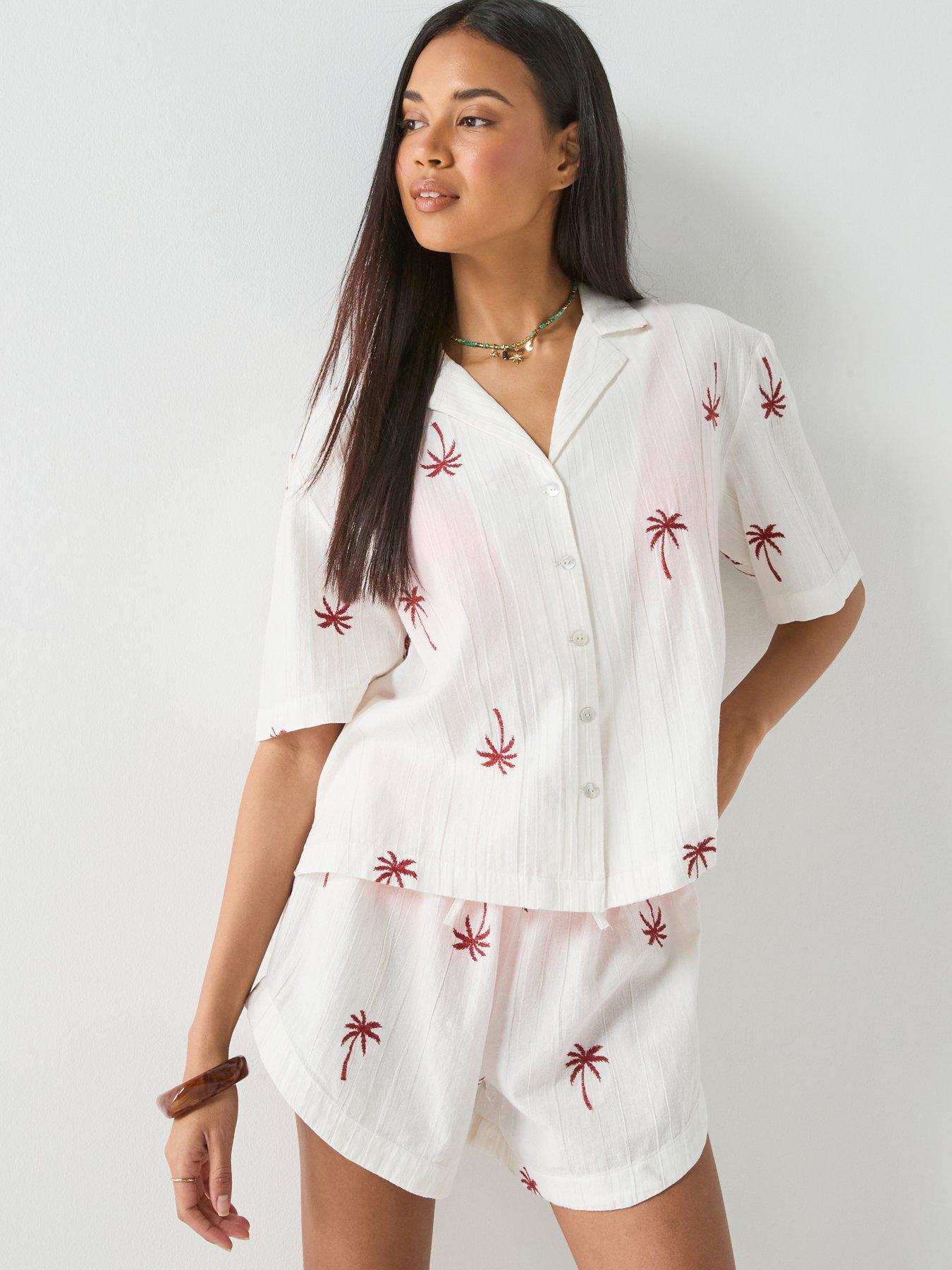 PIECES Kiana Short Sleeve Embroidered Shirt - White