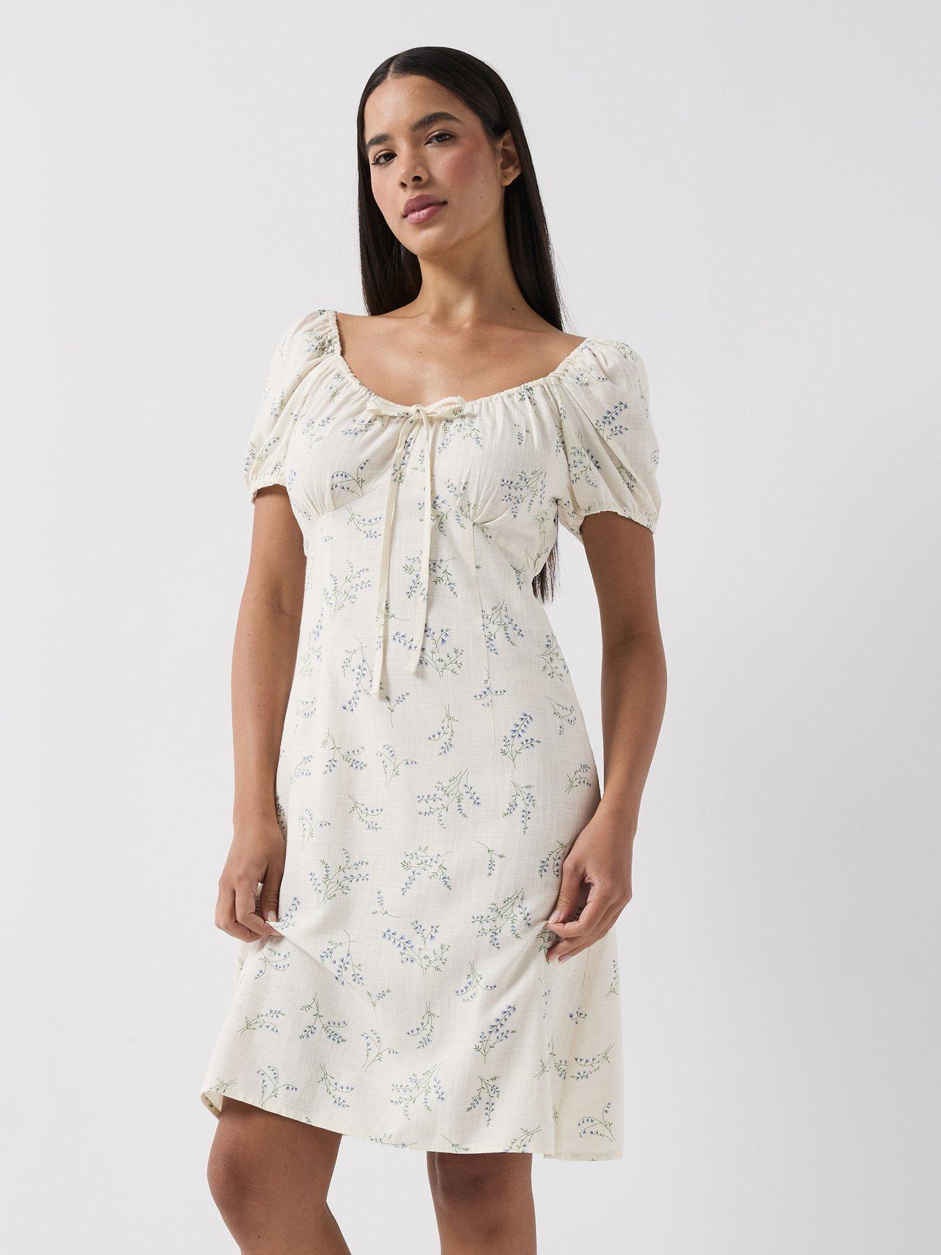 Only Lyrida Tie Detail Dress - White